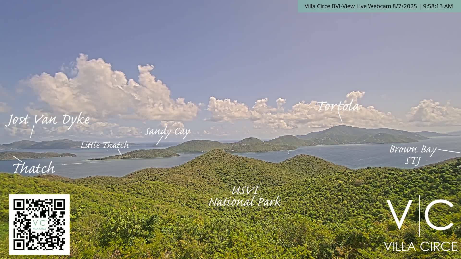 British Virgin Islands & U.S Virgin Islands National Park View from Coral Bay Hills Live Cam - Coral Bay, St. John,United States Virgin Islands, USA