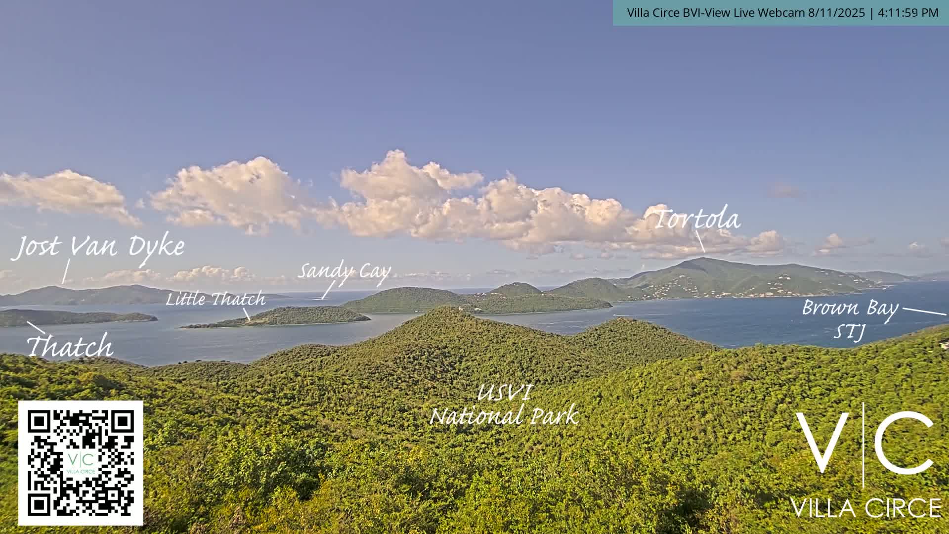 British Virgin Islands & U.S Virgin Islands National Park View from Coral Bay Hills Live Cam - Coral Bay, St. John,United States Virgin Islands, USA