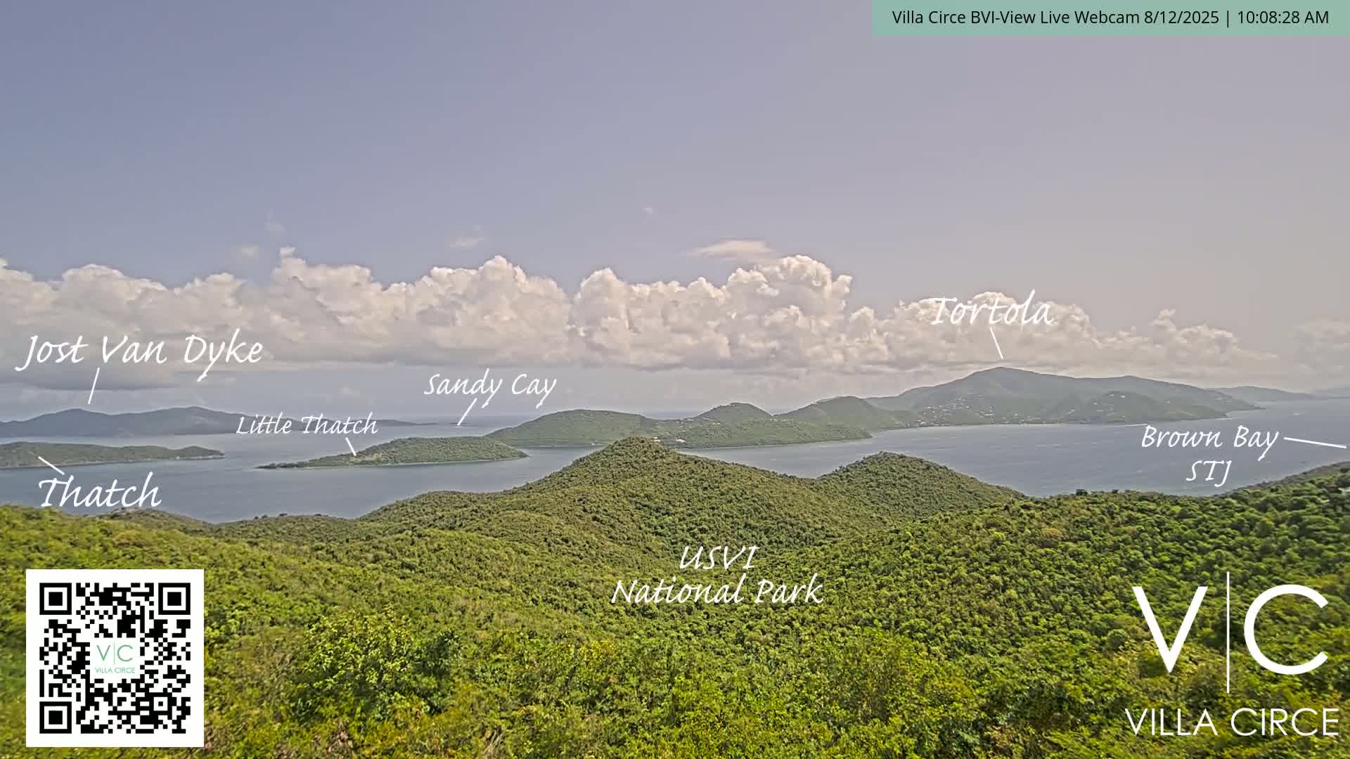 British Virgin Islands & U.S Virgin Islands National Park View from Coral Bay Hills Live Cam - Coral Bay, St. John,United States Virgin Islands, USA