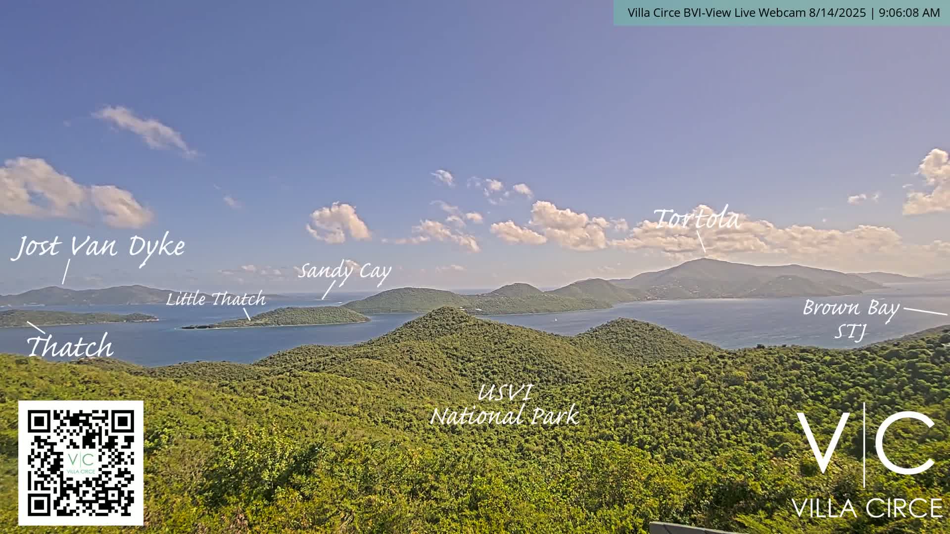 British Virgin Islands & U.S Virgin Islands National Park View from Coral Bay Hills Live Cam - Coral Bay, St. John,United States Virgin Islands, USA