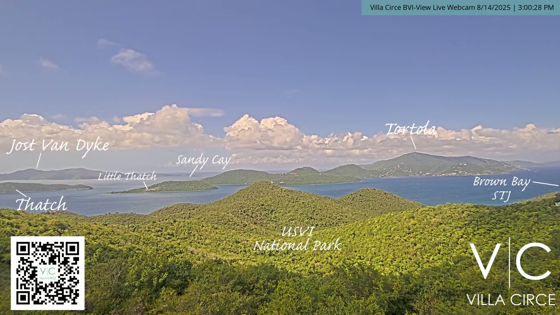 British Virgin Islands & U.S Virgin Islands National Park View from Coral Bay Hills Live Cam - Coral Bay, St. John,United States Virgin Islands, USA