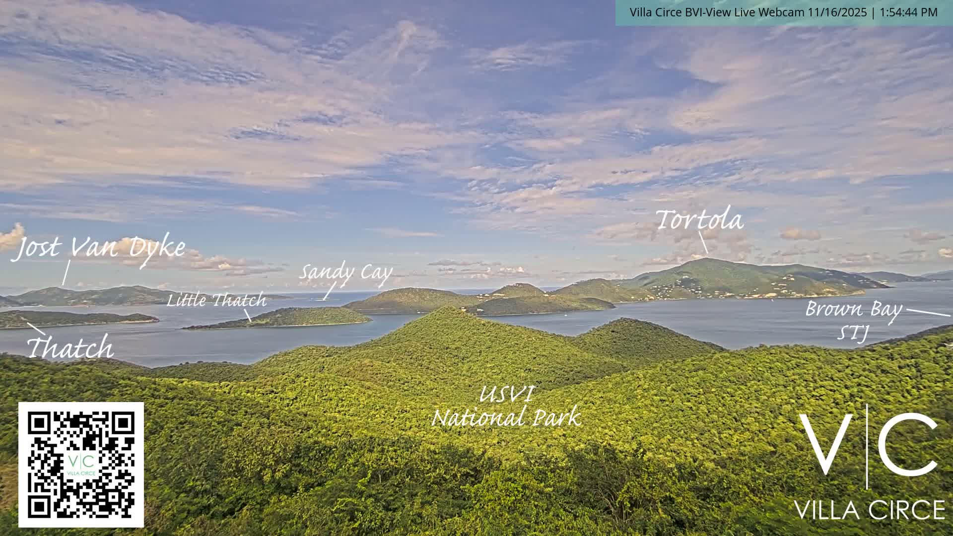 British Virgin Islands & U.S Virgin Islands National Park View from Coral Bay Hills Live Cam - Coral Bay, St. John,United States Virgin Islands, USA
