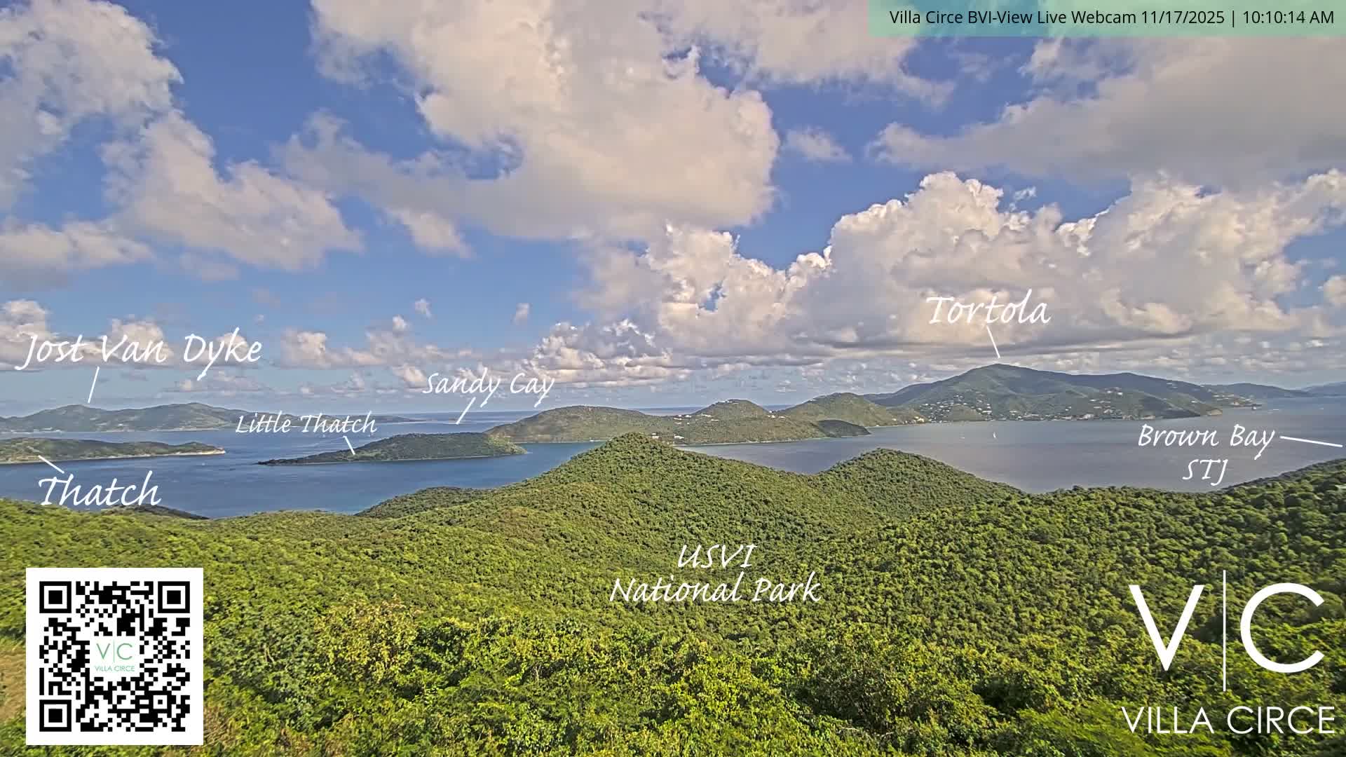 British Virgin Islands & U.S Virgin Islands National Park View from Coral Bay Hills Live Cam - Coral Bay, St. John,United States Virgin Islands, USA