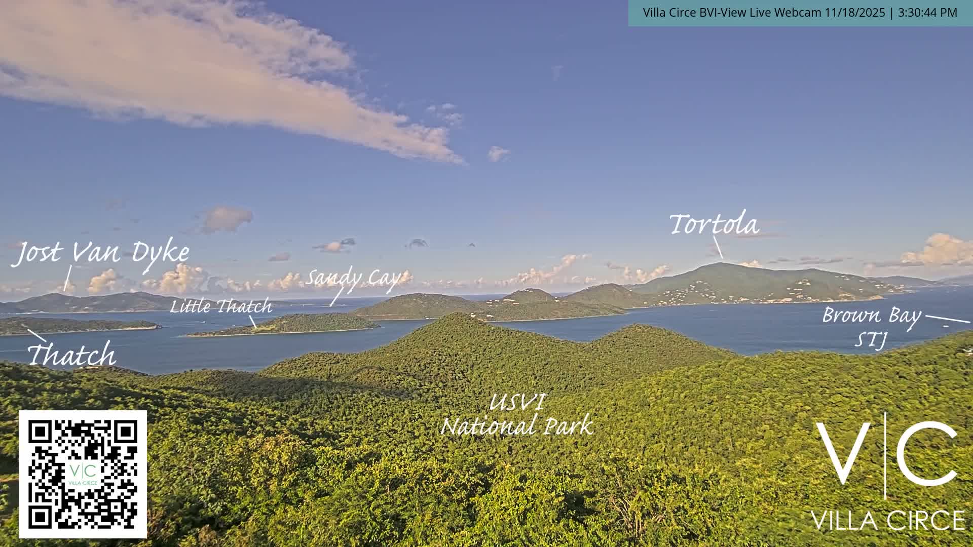 British Virgin Islands & U.S Virgin Islands National Park View from Coral Bay Hills Live Cam - Coral Bay, St. John,United States Virgin Islands, USA