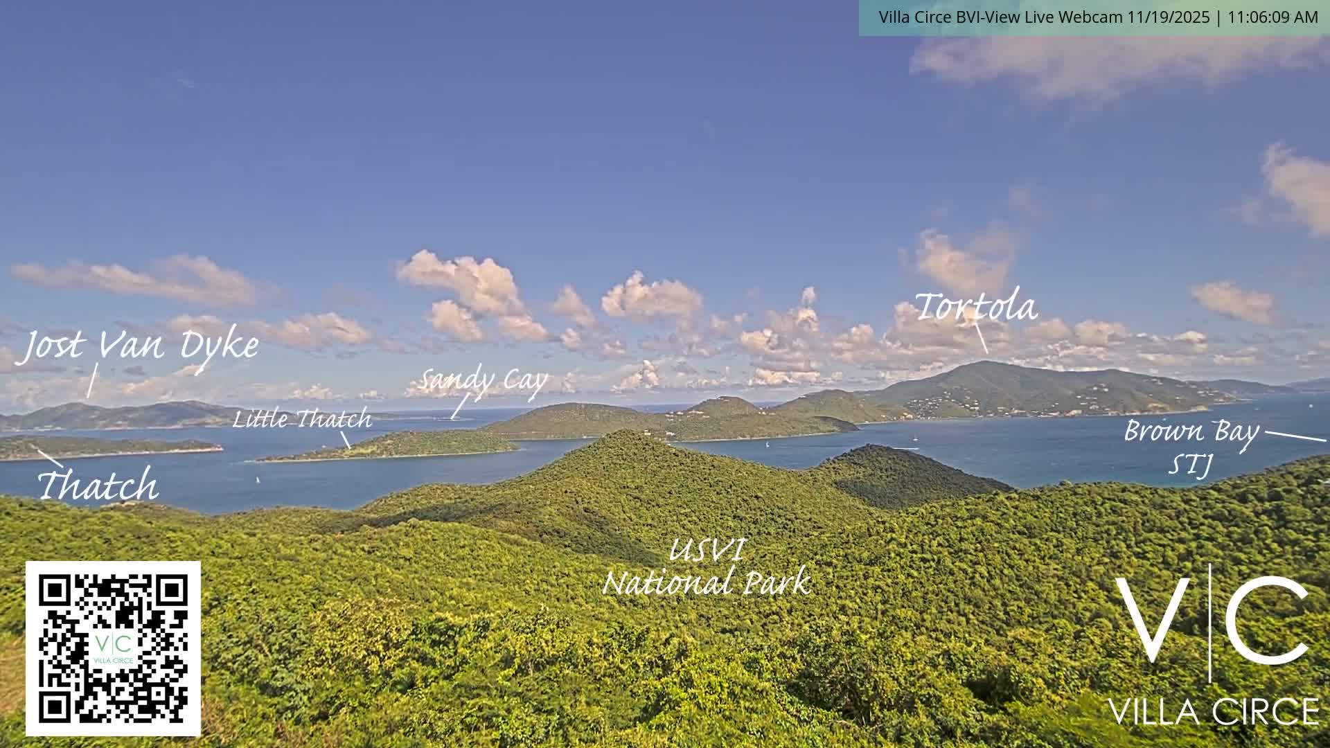 British Virgin Islands & U.S Virgin Islands National Park View from Coral Bay Hills Live Cam - Coral Bay, St. John,United States Virgin Islands, USA