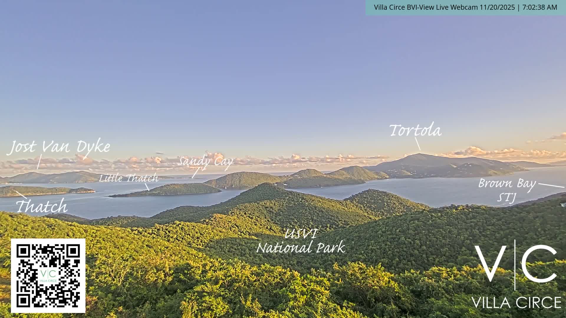 British Virgin Islands & U.S Virgin Islands National Park View from Coral Bay Hills Live Cam - Coral Bay, St. John,United States Virgin Islands, USA