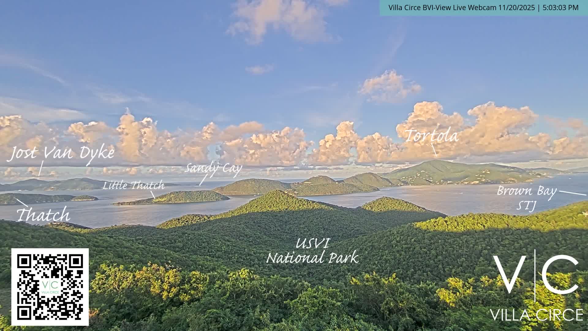 British Virgin Islands & U.S Virgin Islands National Park View from Coral Bay Hills Live Cam - Coral Bay, St. John,United States Virgin Islands, USA