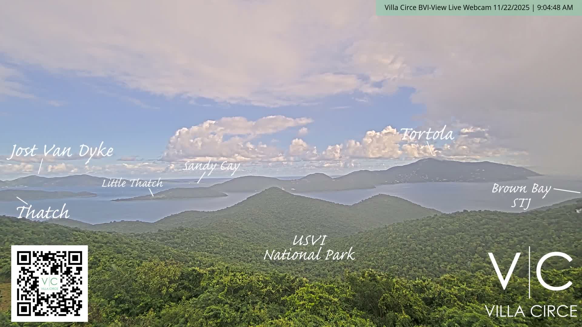 British Virgin Islands & U.S Virgin Islands National Park View from Coral Bay Hills Live Cam - Coral Bay, St. John,United States Virgin Islands, USA