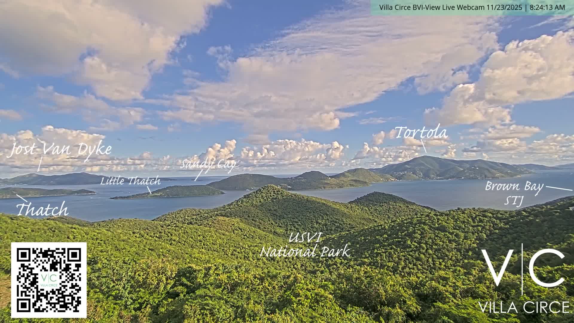British Virgin Islands & U.S Virgin Islands National Park View from Coral Bay Hills Live Cam - Coral Bay, St. John,United States Virgin Islands, USA