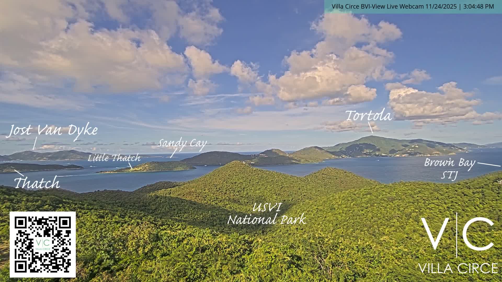 British Virgin Islands & U.S Virgin Islands National Park View from Coral Bay Hills Live Cam - Coral Bay, St. John,United States Virgin Islands, USA