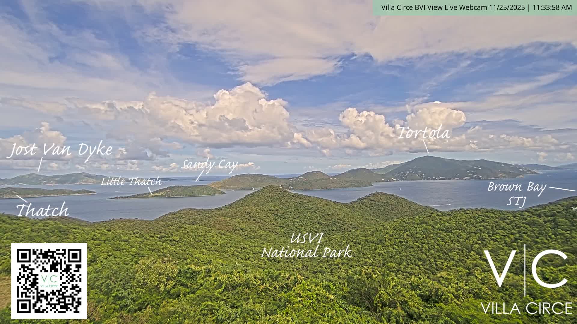 British Virgin Islands & U.S Virgin Islands National Park View from Coral Bay Hills Live Cam - Coral Bay, St. John,United States Virgin Islands, USA
