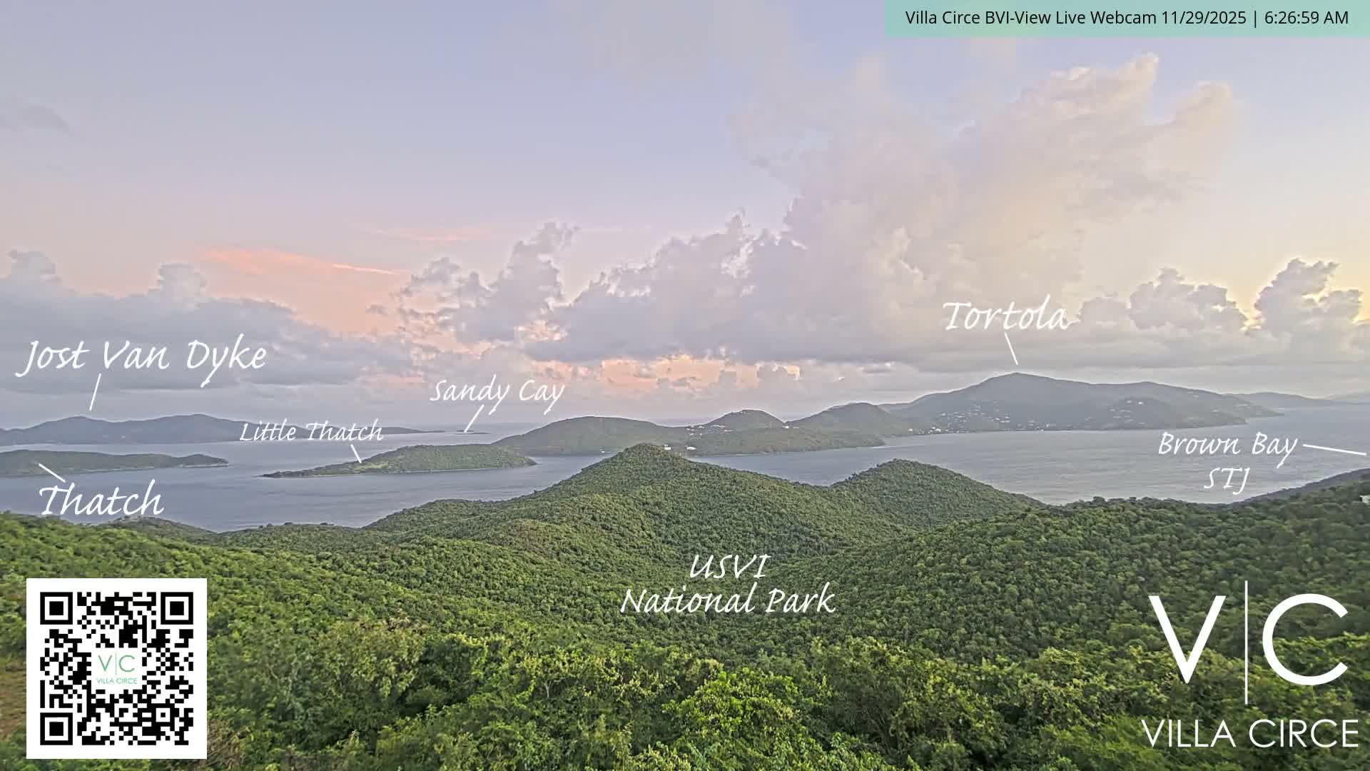 British Virgin Islands & U.S Virgin Islands National Park View from Coral Bay Hills Live Cam - Coral Bay, St. John,United States Virgin Islands, USA