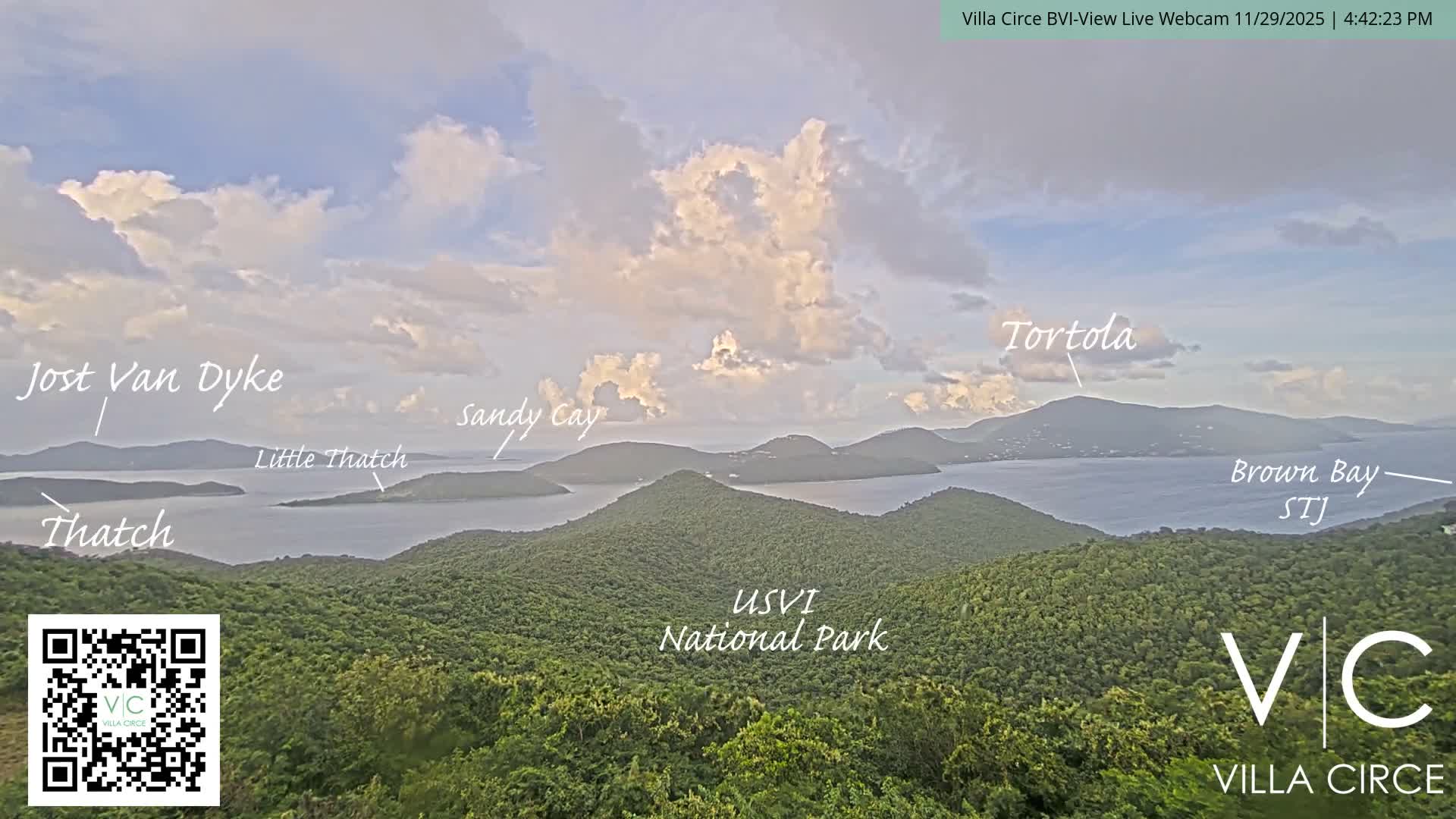 British Virgin Islands & U.S Virgin Islands National Park View from Coral Bay Hills Live Cam - Coral Bay, St. John,United States Virgin Islands, USA