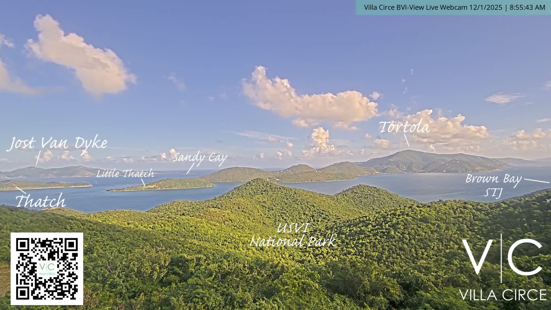 British Virgin Islands & U.S Virgin Islands National Park View from Coral Bay Hills Live Cam - Coral Bay, St. John,United States Virgin Islands, USA