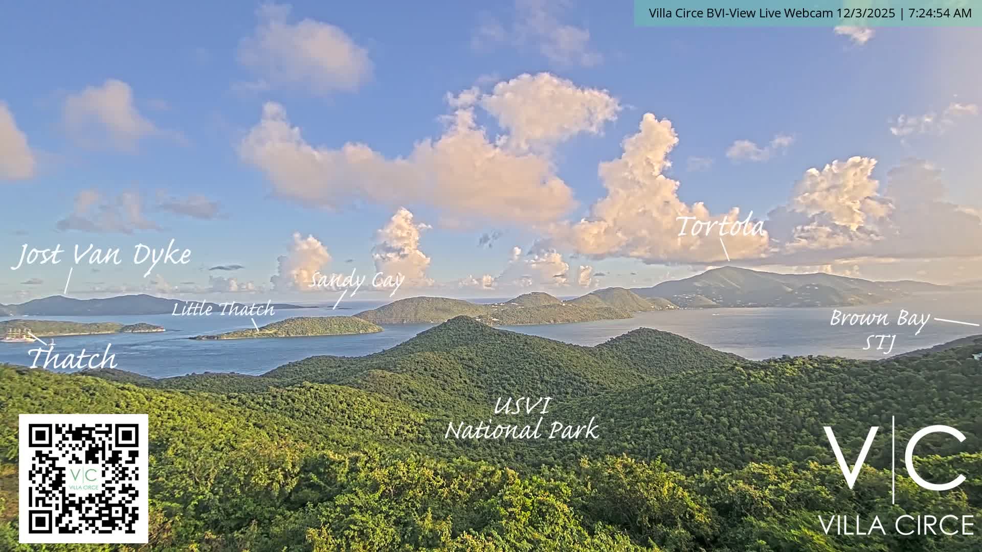 British Virgin Islands & U.S Virgin Islands National Park View from Coral Bay Hills Live Cam - Coral Bay, St. John,United States Virgin Islands, USA