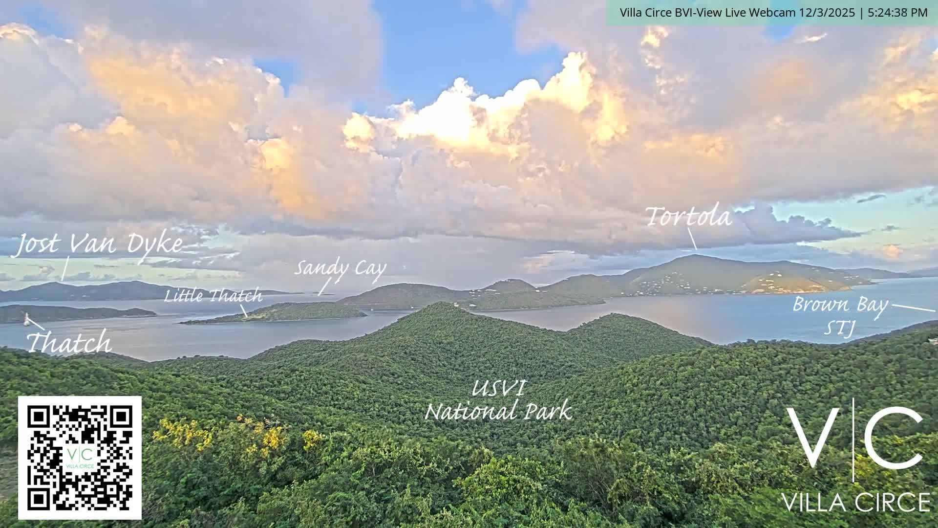 British Virgin Islands & U.S Virgin Islands National Park View from Coral Bay Hills Live Cam - Coral Bay, St. John,United States Virgin Islands, USA
