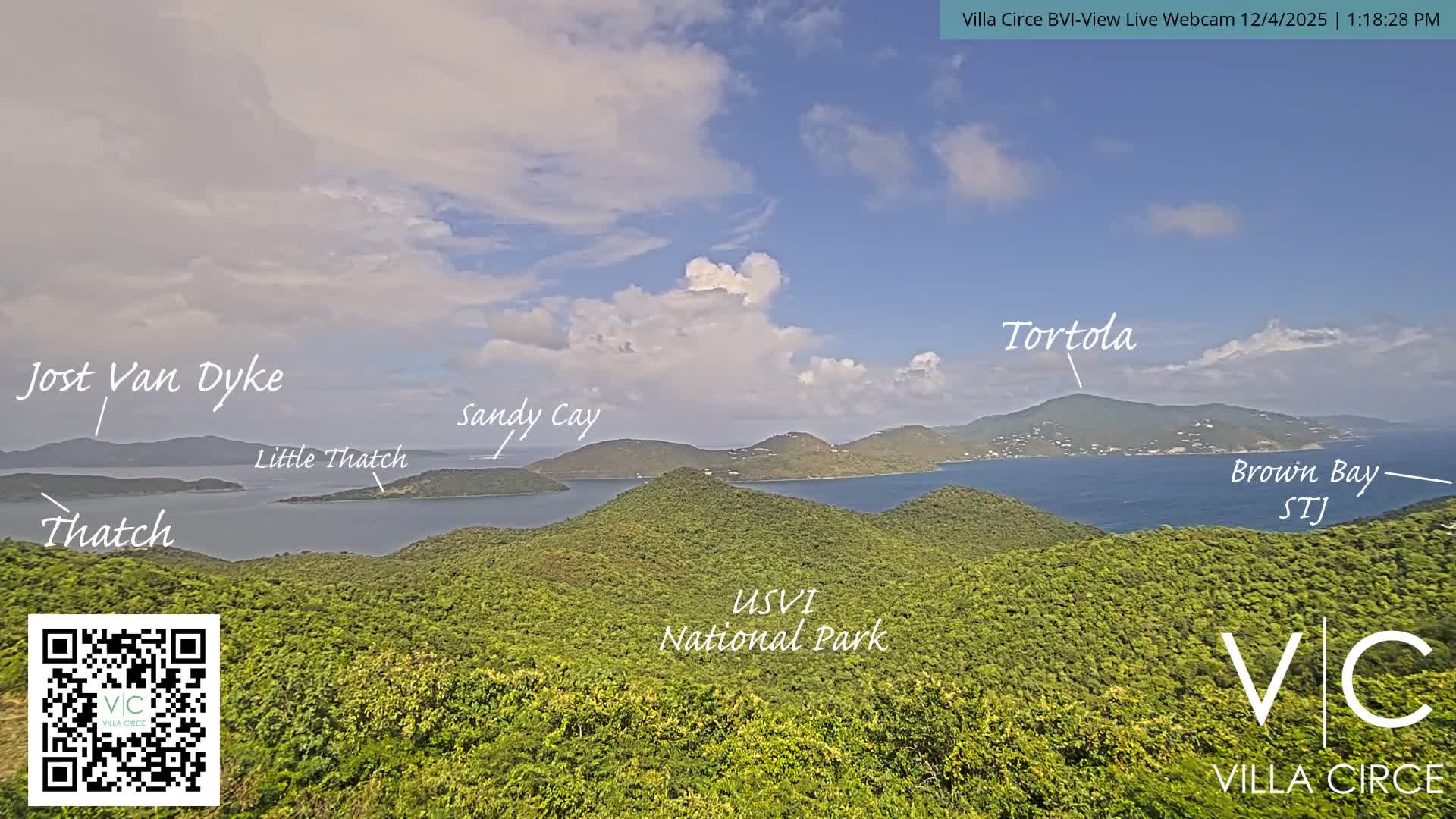 British Virgin Islands & U.S Virgin Islands National Park View from Coral Bay Hills Live Cam - Coral Bay, St. John,United States Virgin Islands, USA