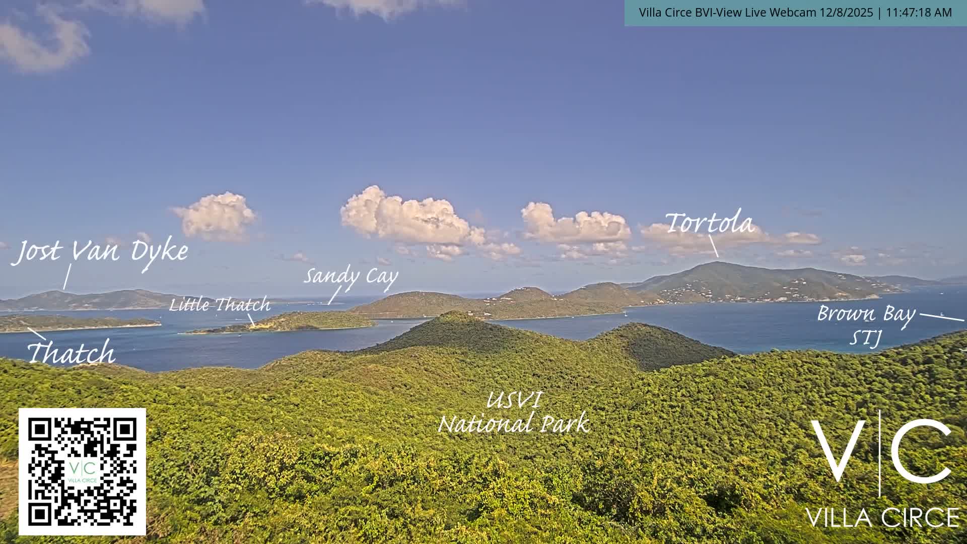 British Virgin Islands & U.S Virgin Islands National Park View from Coral Bay Hills Live Cam - Coral Bay, St. John,United States Virgin Islands, USA