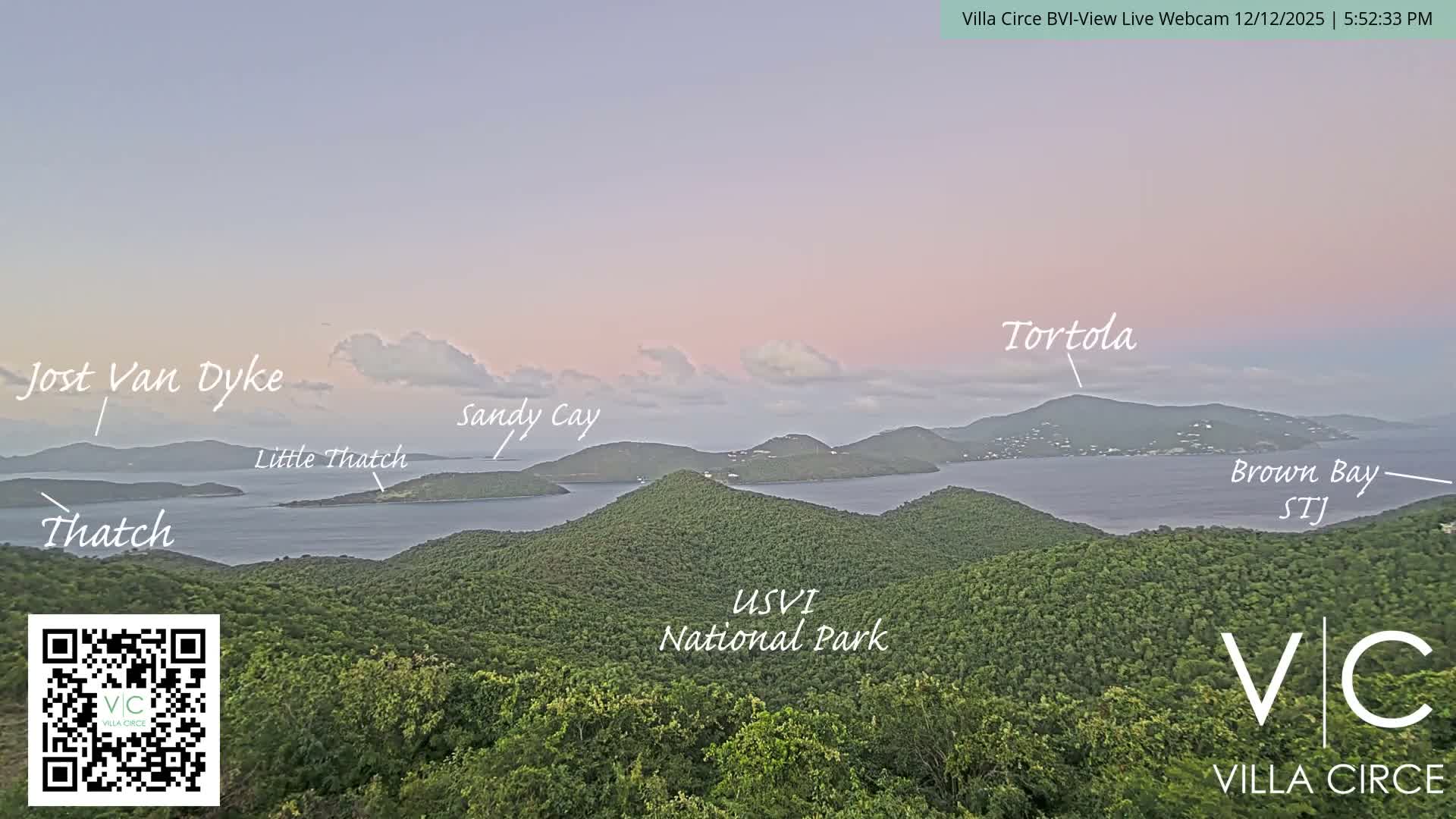 British Virgin Islands & U.S Virgin Islands National Park View from Coral Bay Hills Live Cam - Coral Bay, St. John,United States Virgin Islands, USA