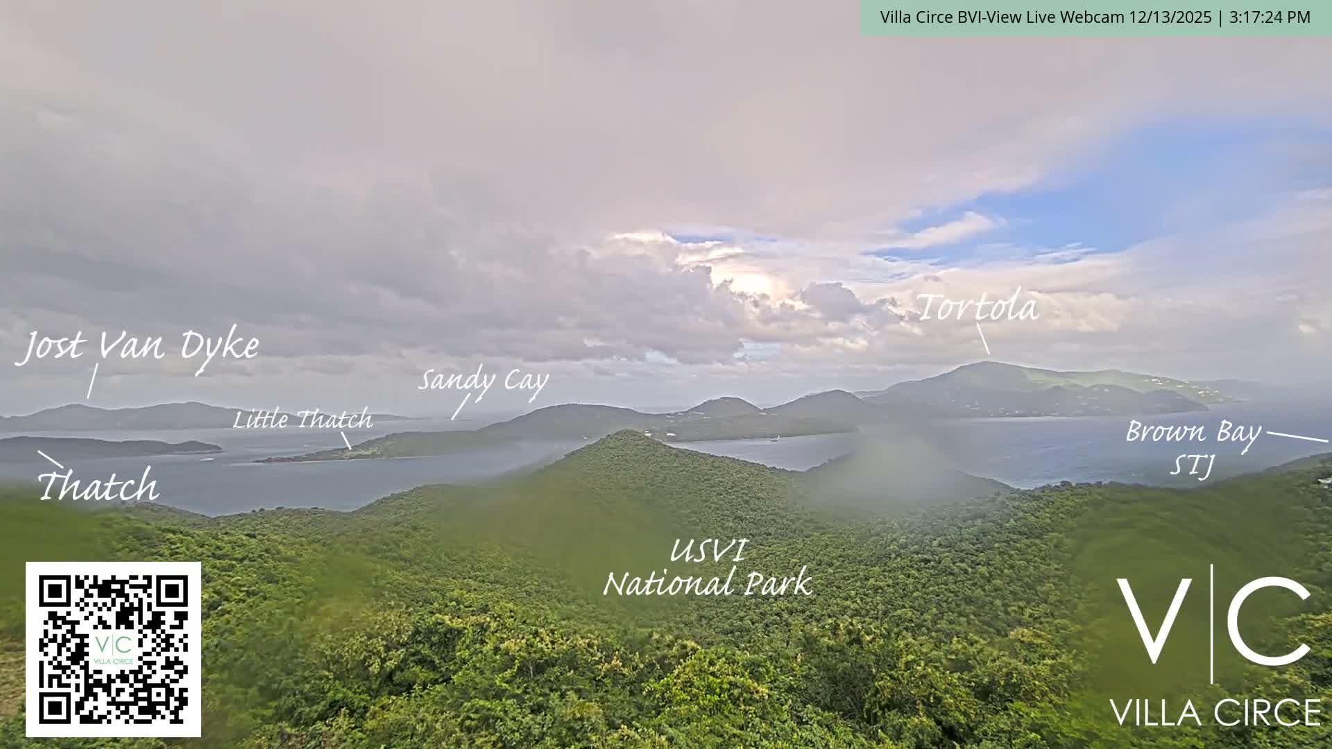 British Virgin Islands & U.S Virgin Islands National Park View from Coral Bay Hills Live Cam - Coral Bay, St. John,United States Virgin Islands, USA