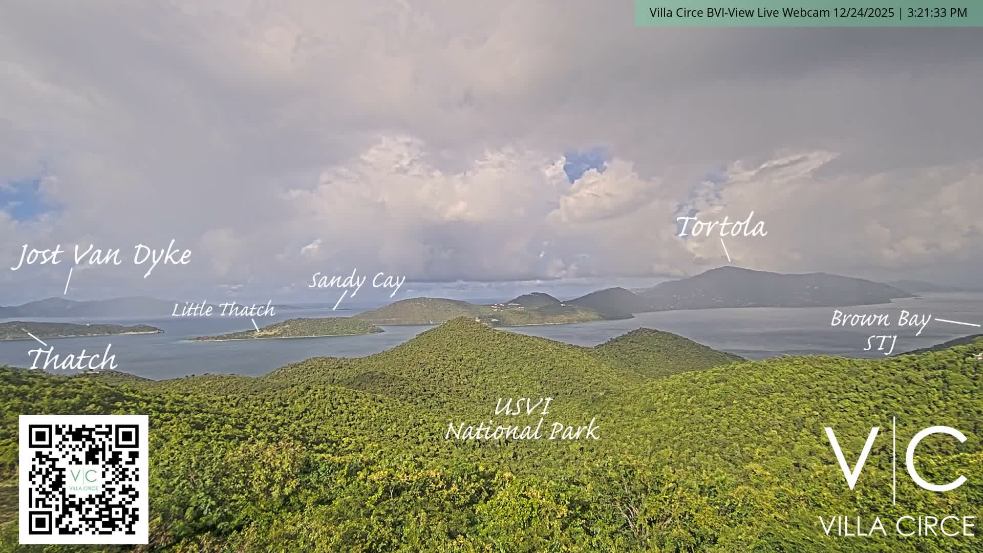 British Virgin Islands & U.S Virgin Islands National Park View from Coral Bay Hills Live Cam - Coral Bay, St. John,United States Virgin Islands, USA