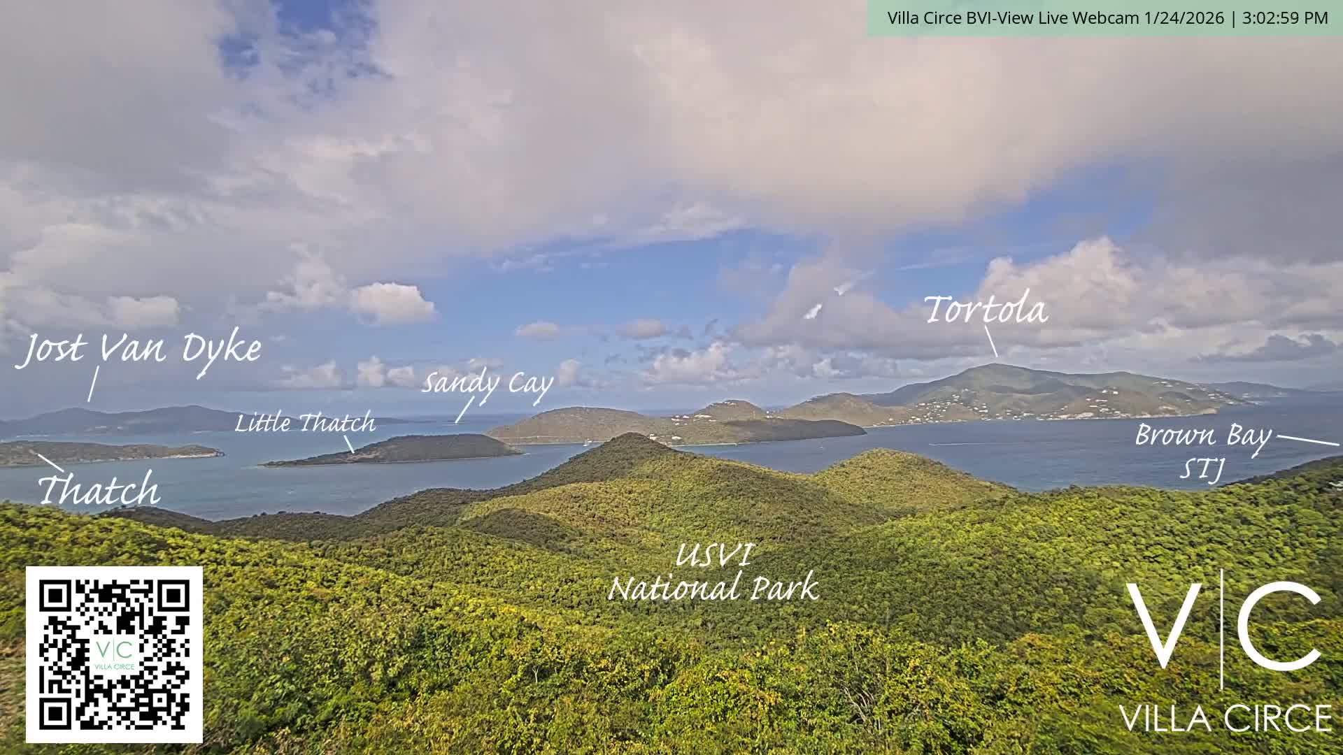 British Virgin Islands & U.S Virgin Islands National Park View from Coral Bay Hills Live Cam - Coral Bay, St. John,United States Virgin Islands, USA
