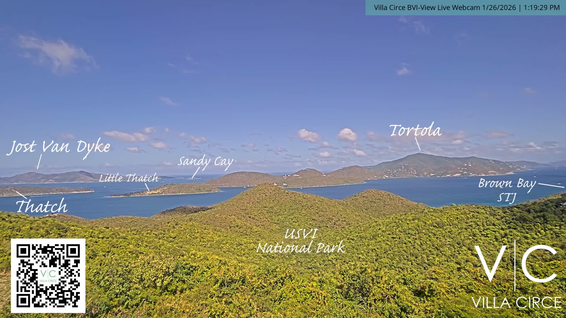 British Virgin Islands & U.S Virgin Islands National Park View from Coral Bay Hills Live Cam - Coral Bay, St. John,United States Virgin Islands, USA