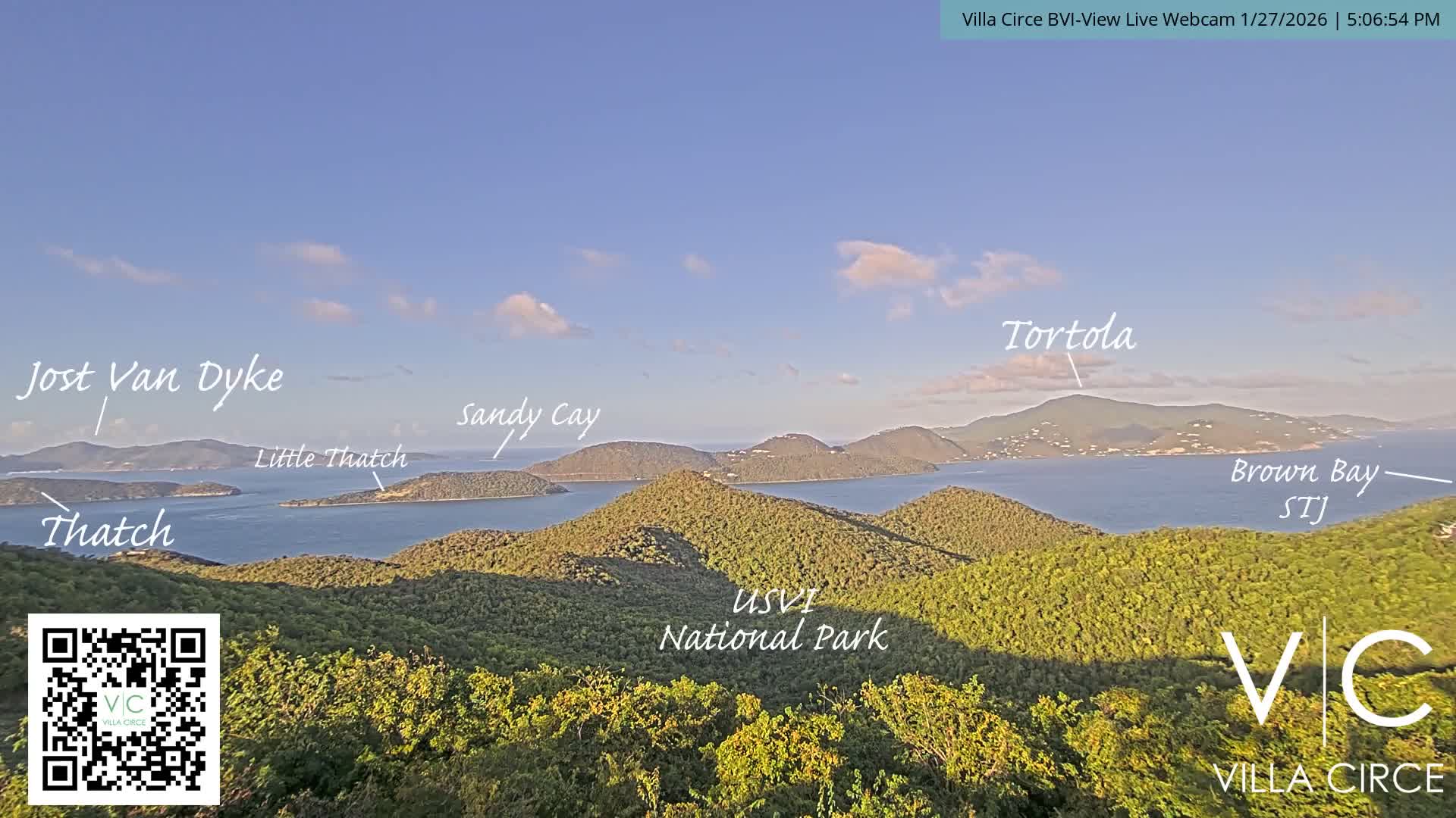 British Virgin Islands & U.S Virgin Islands National Park View from Coral Bay Hills Live Cam - Coral Bay, St. John,United States Virgin Islands, USA