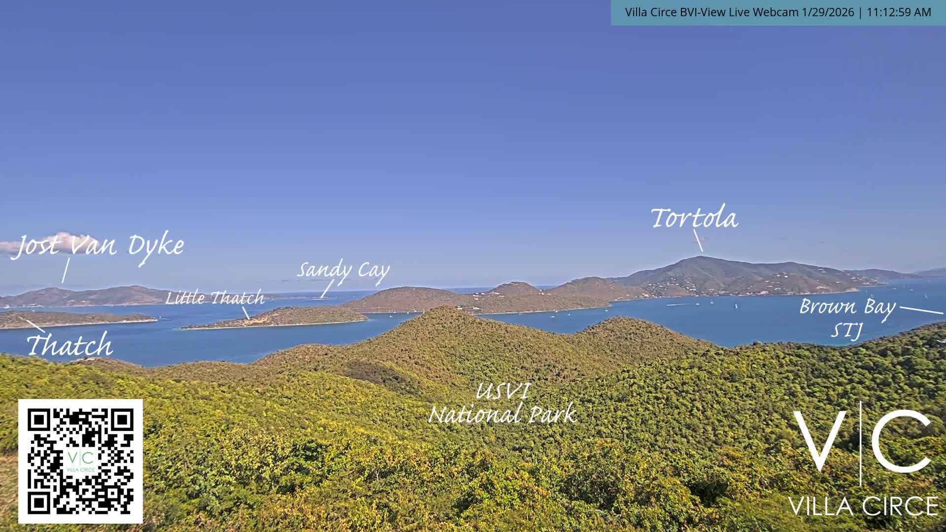 British Virgin Islands & U.S Virgin Islands National Park View from Coral Bay Hills Live Cam - Coral Bay, St. John,United States Virgin Islands, USA