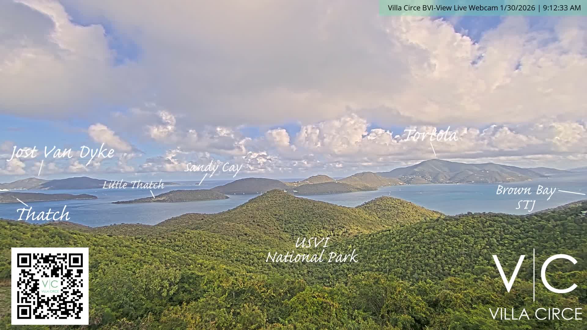 British Virgin Islands & U.S Virgin Islands National Park View from Coral Bay Hills Live Cam - Coral Bay, St. John,United States Virgin Islands, USA