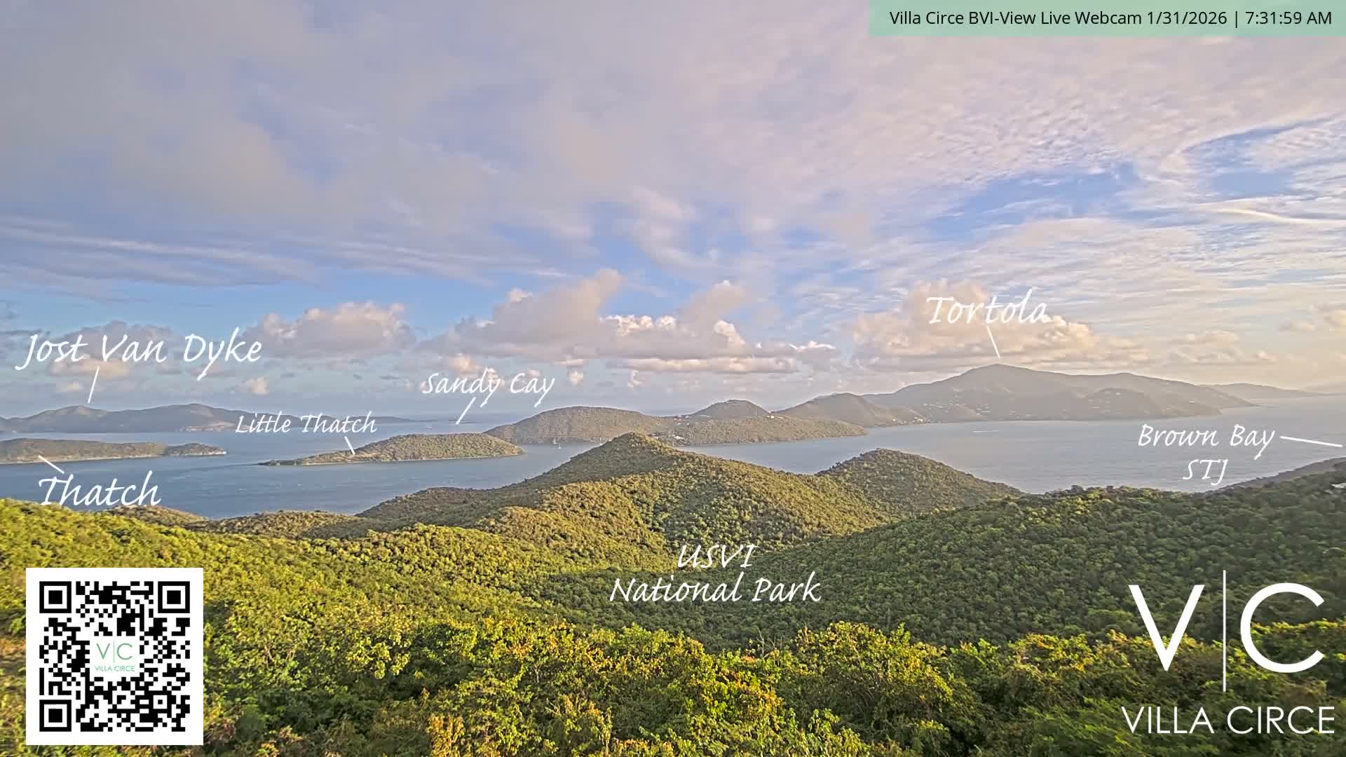 British Virgin Islands & U.S Virgin Islands National Park View from Coral Bay Hills Live Cam - Coral Bay, St. John,United States Virgin Islands, USA