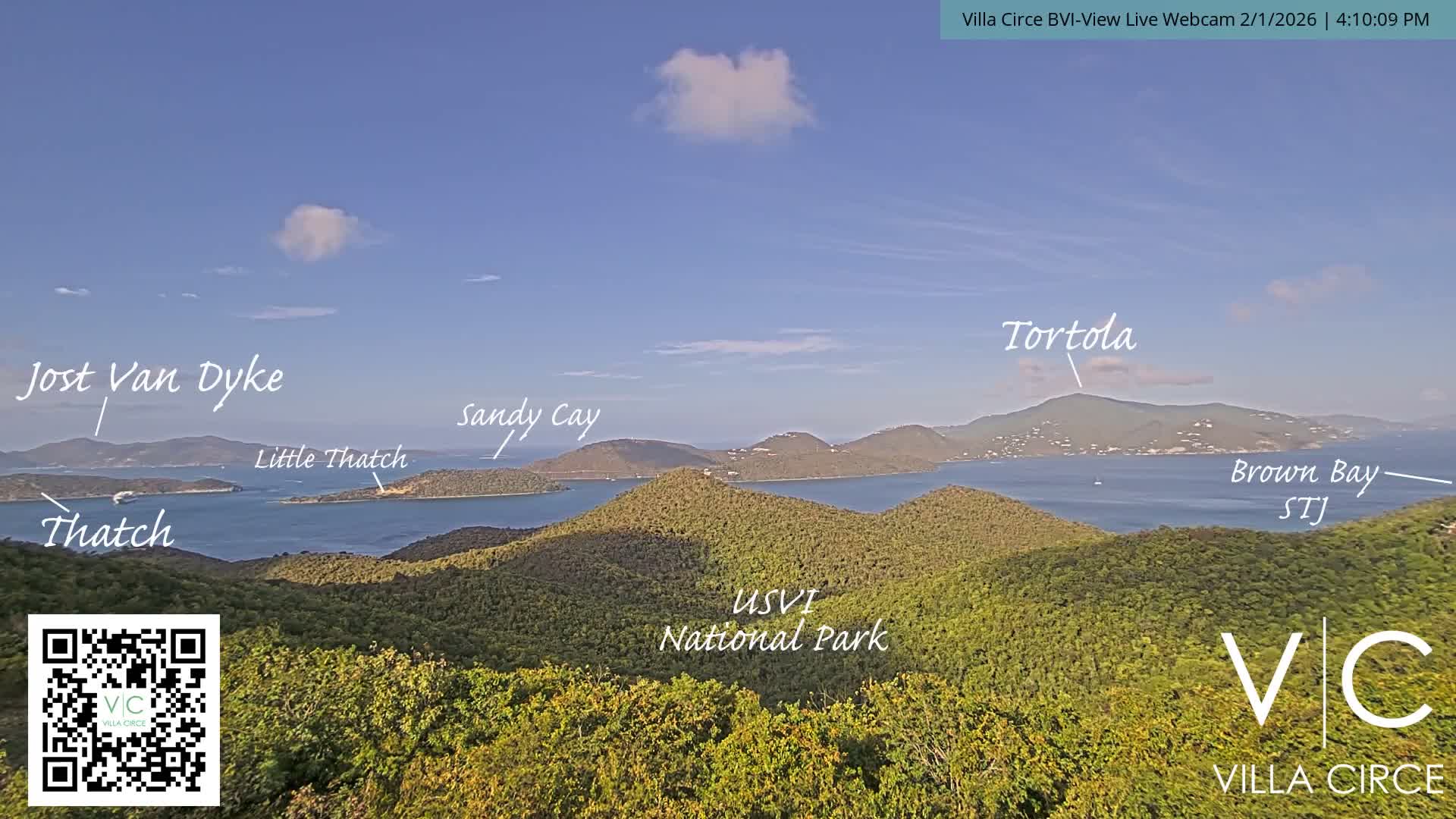 British Virgin Islands & U.S Virgin Islands National Park View from Coral Bay Hills Live Cam - Coral Bay, St. John,United States Virgin Islands, USA