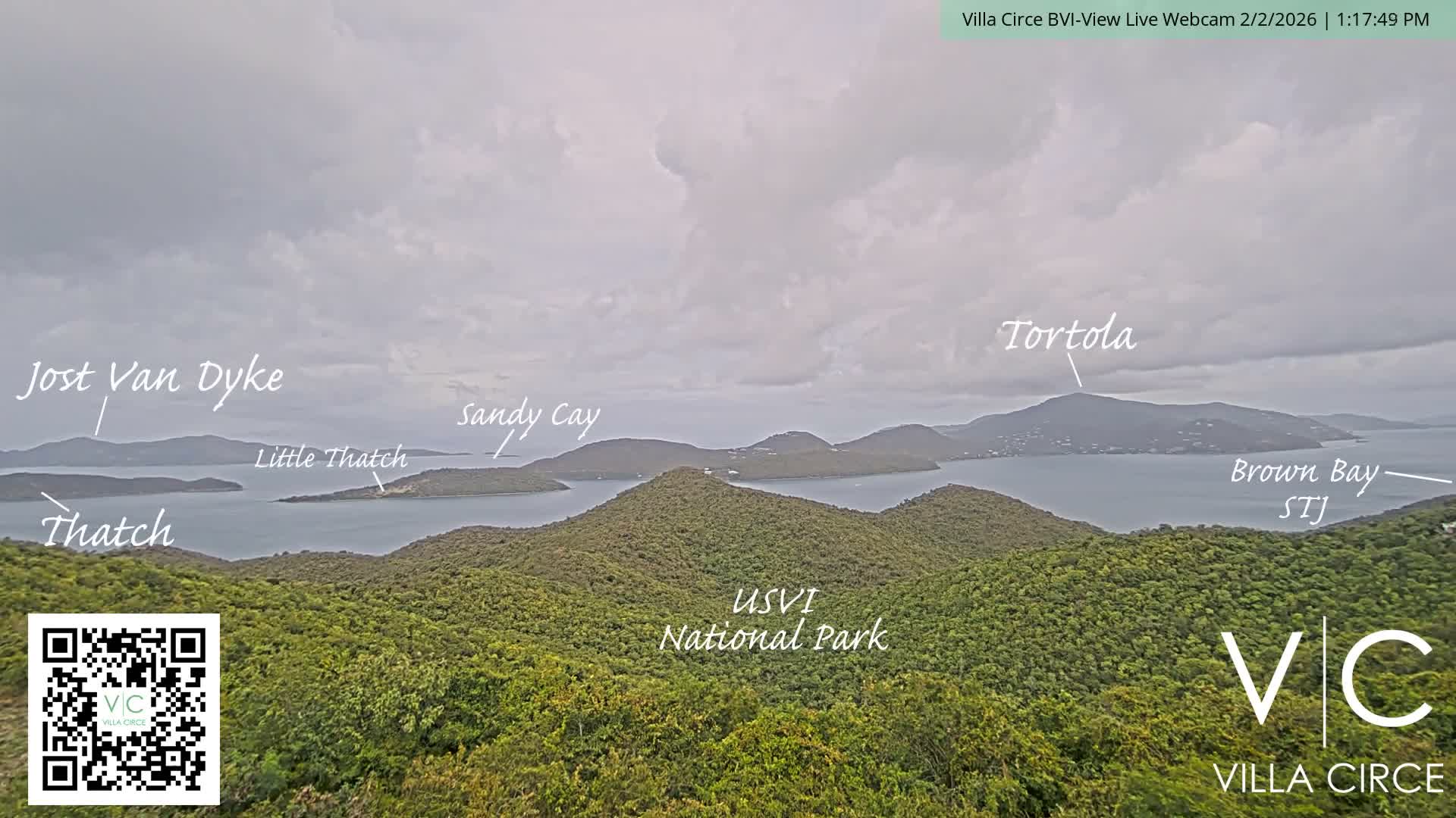 British Virgin Islands & U.S Virgin Islands National Park View from Coral Bay Hills Live Cam - Coral Bay, St. John,United States Virgin Islands, USA