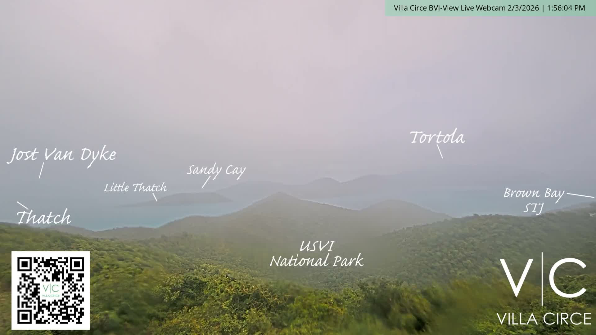 British Virgin Islands & U.S Virgin Islands National Park View from Coral Bay Hills Live Cam - Coral Bay, St. John,United States Virgin Islands, USA