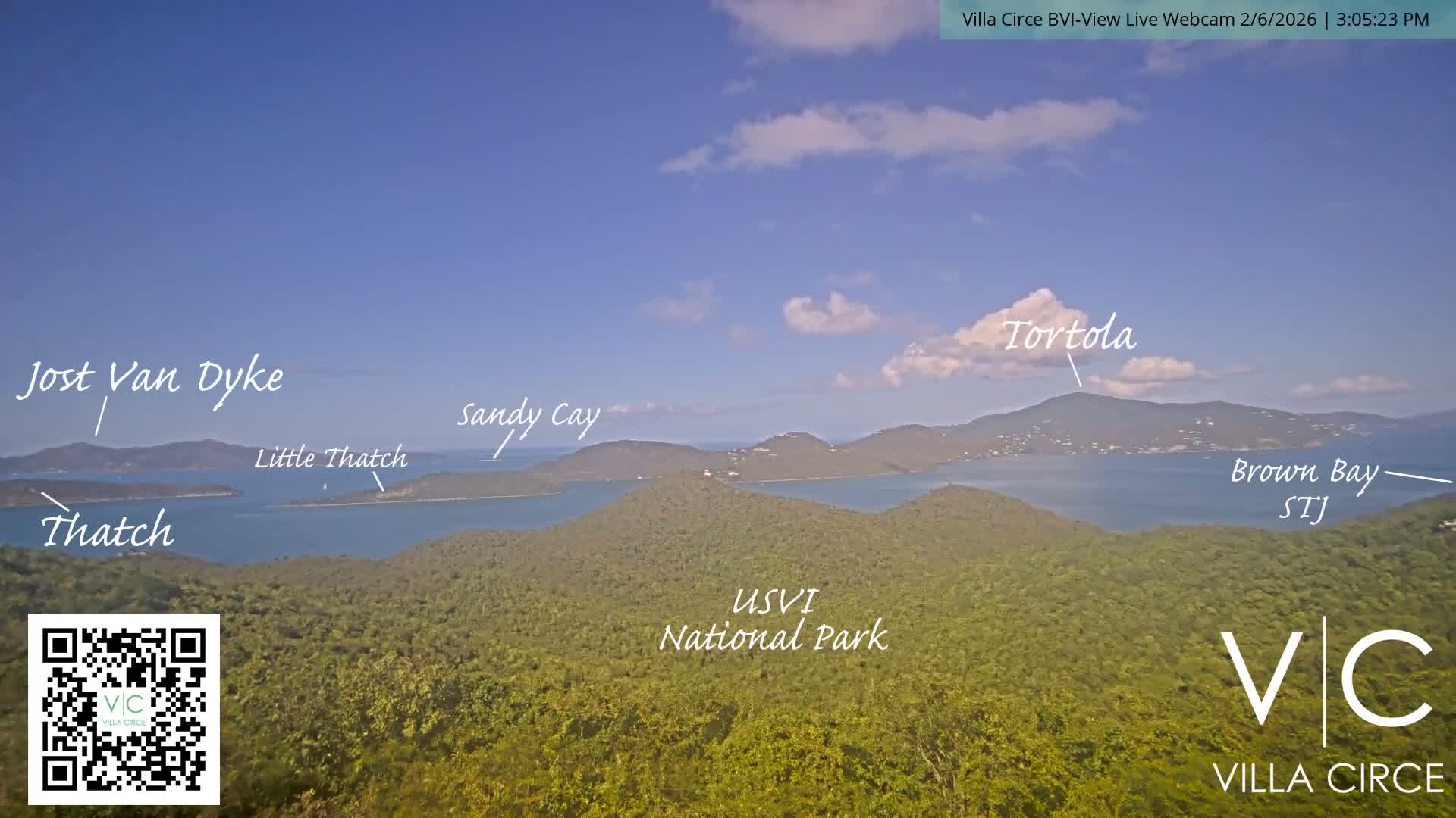 British Virgin Islands & U.S Virgin Islands National Park View from Coral Bay Hills Live Cam - Coral Bay, St. John,United States Virgin Islands, USA
