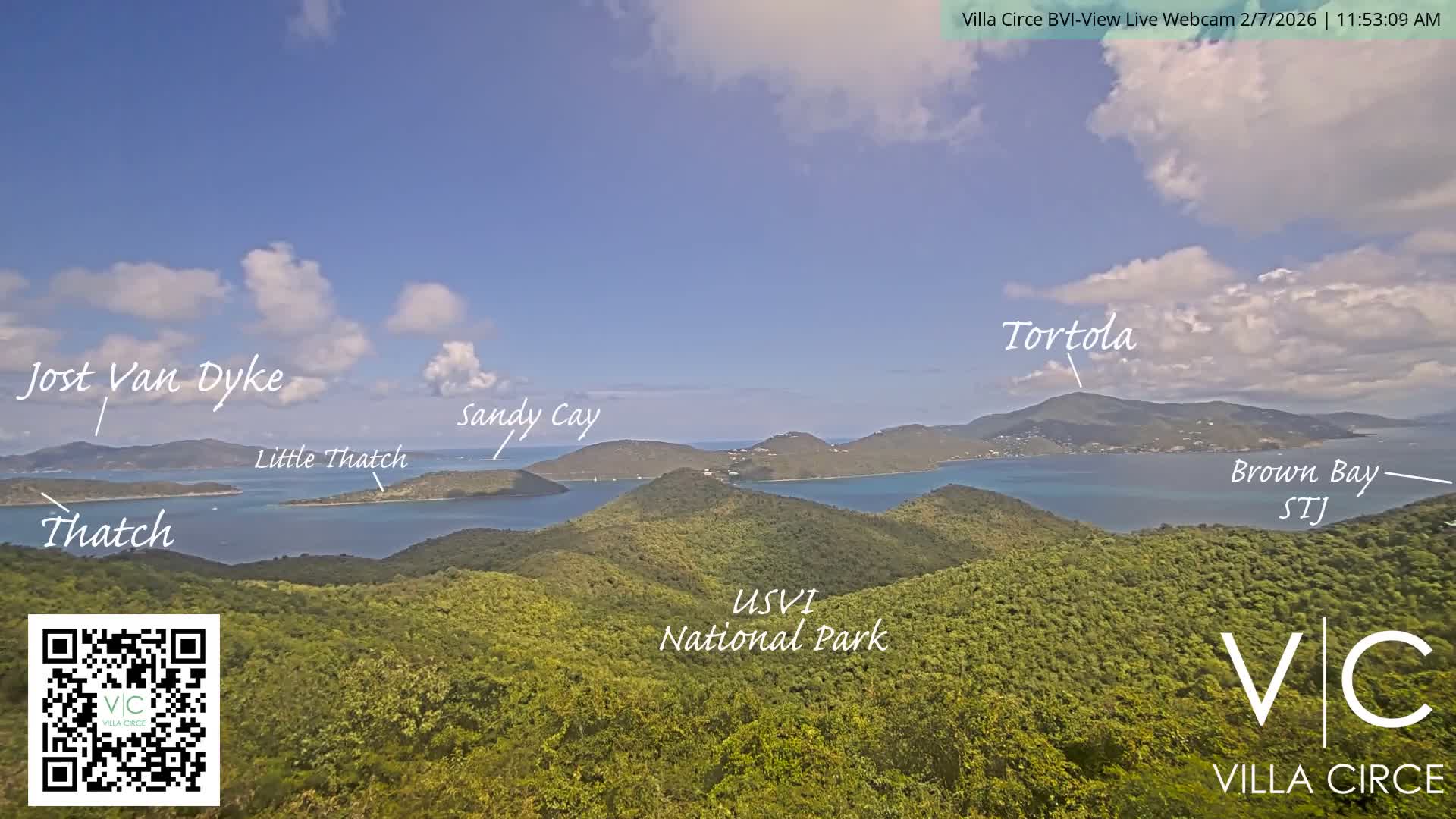 British Virgin Islands & U.S Virgin Islands National Park View from Coral Bay Hills Live Cam - Coral Bay, St. John,United States Virgin Islands, USA