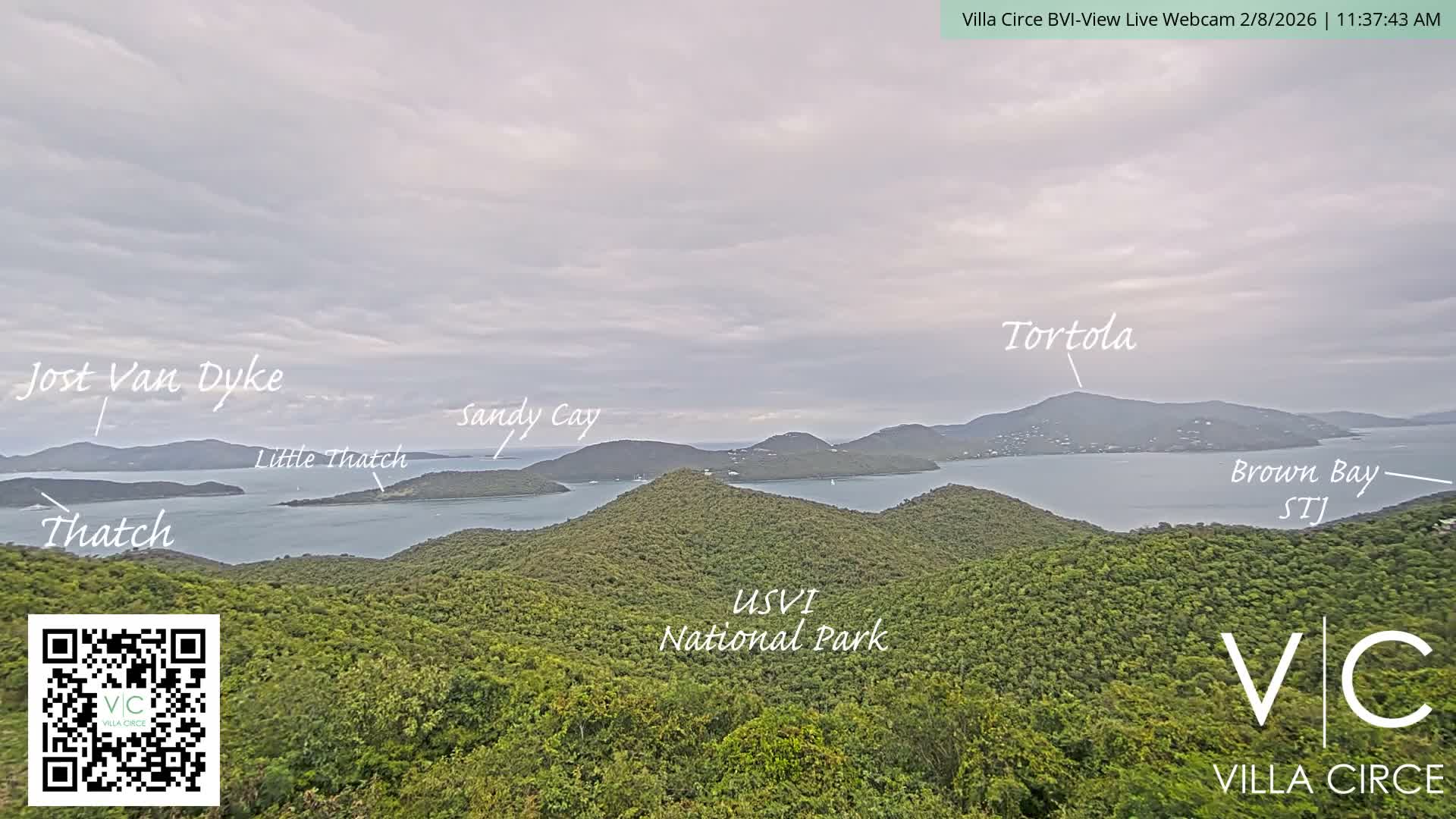 British Virgin Islands & U.S Virgin Islands National Park View from Coral Bay Hills Live Cam - Coral Bay, St. John,United States Virgin Islands, USA