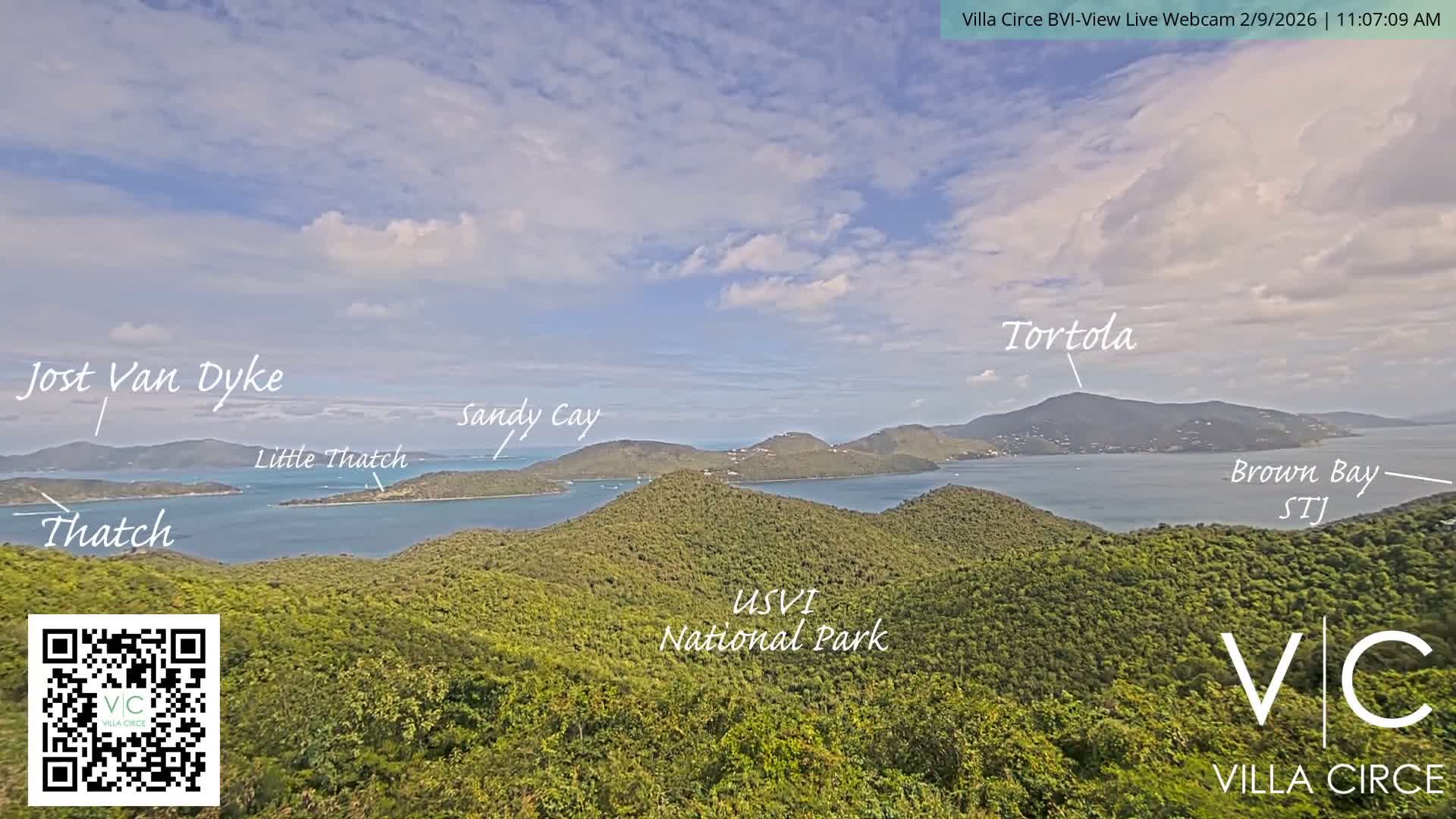 British Virgin Islands & U.S Virgin Islands National Park View from Coral Bay Hills Live Cam - Coral Bay, St. John,United States Virgin Islands, USA