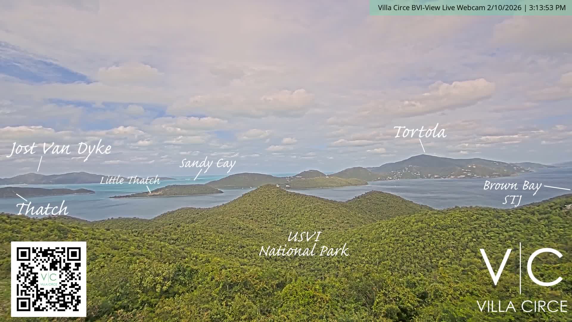 British Virgin Islands & U.S Virgin Islands National Park View from Coral Bay Hills Live Cam - Coral Bay, St. John,United States Virgin Islands, USA