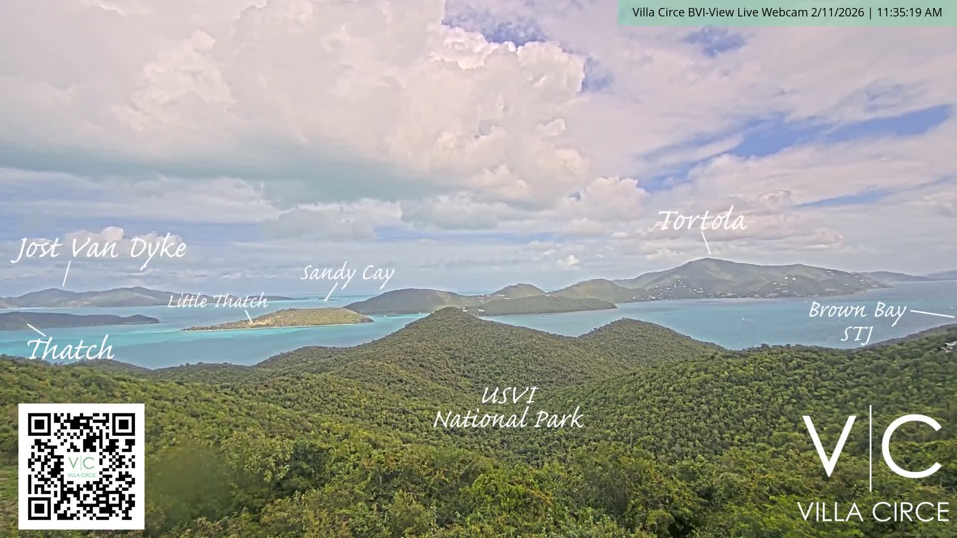 British Virgin Islands & U.S Virgin Islands National Park View from Coral Bay Hills Live Cam - Coral Bay, St. John,United States Virgin Islands, USA