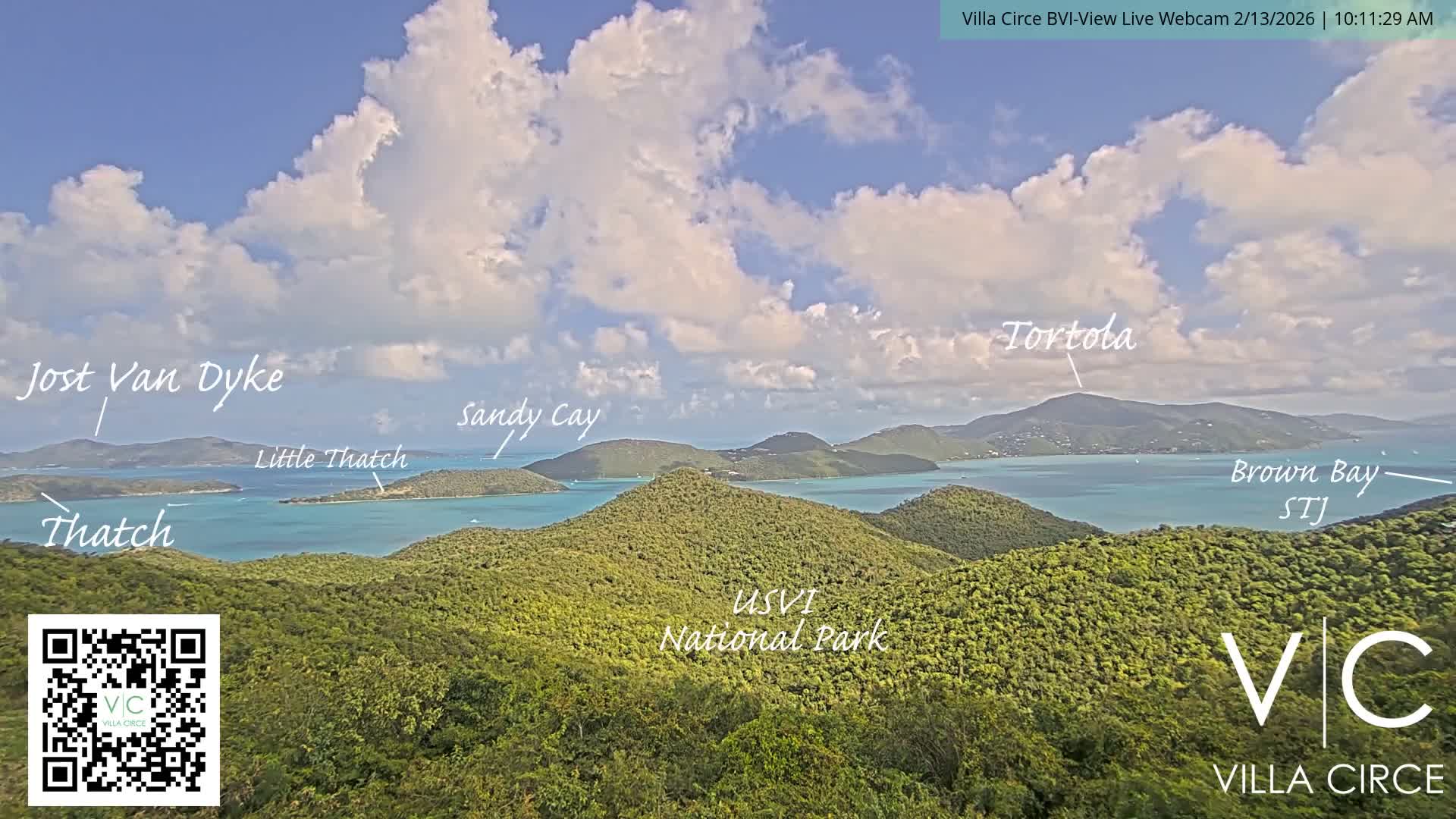 British Virgin Islands & U.S Virgin Islands National Park View from Coral Bay Hills Live Cam - Coral Bay, St. John,United States Virgin Islands, USA