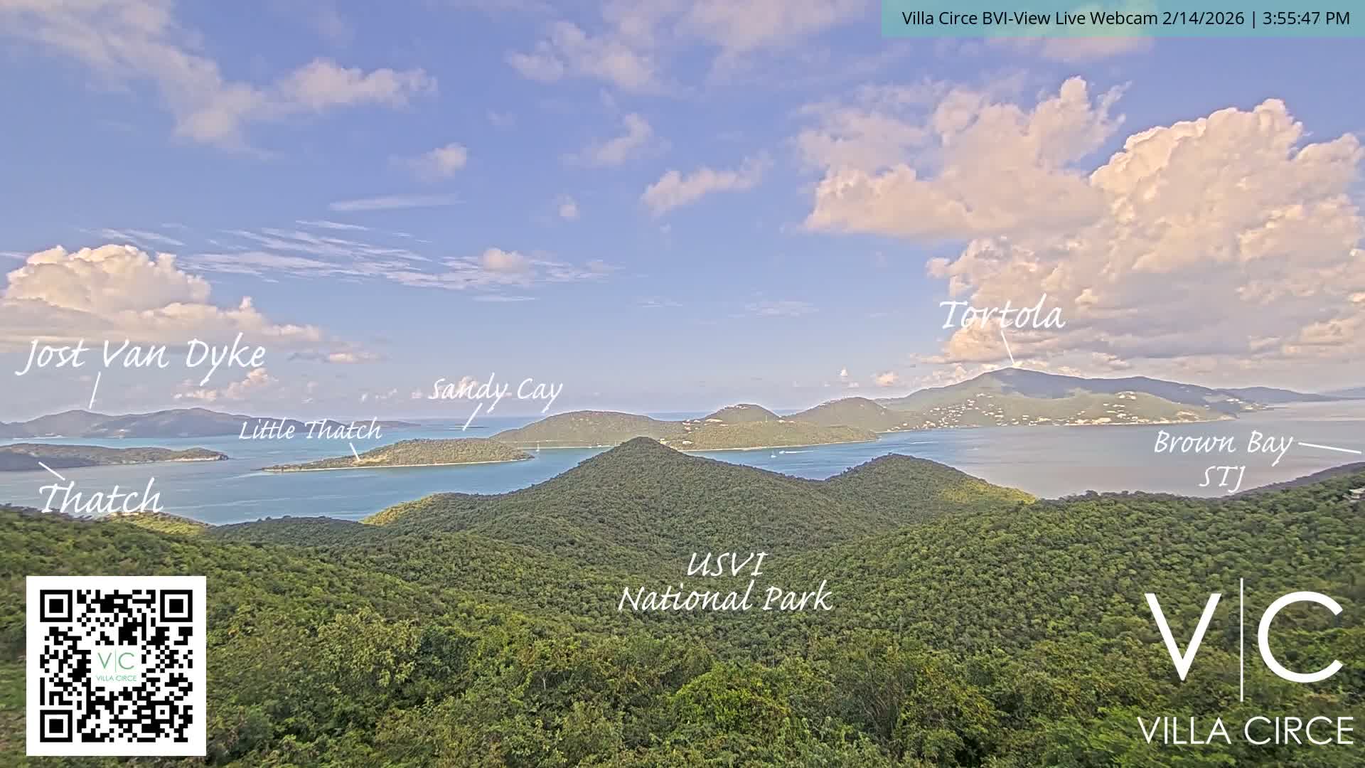 British Virgin Islands & U.S Virgin Islands National Park View from Coral Bay Hills Live Cam - Coral Bay, St. John,United States Virgin Islands, USA