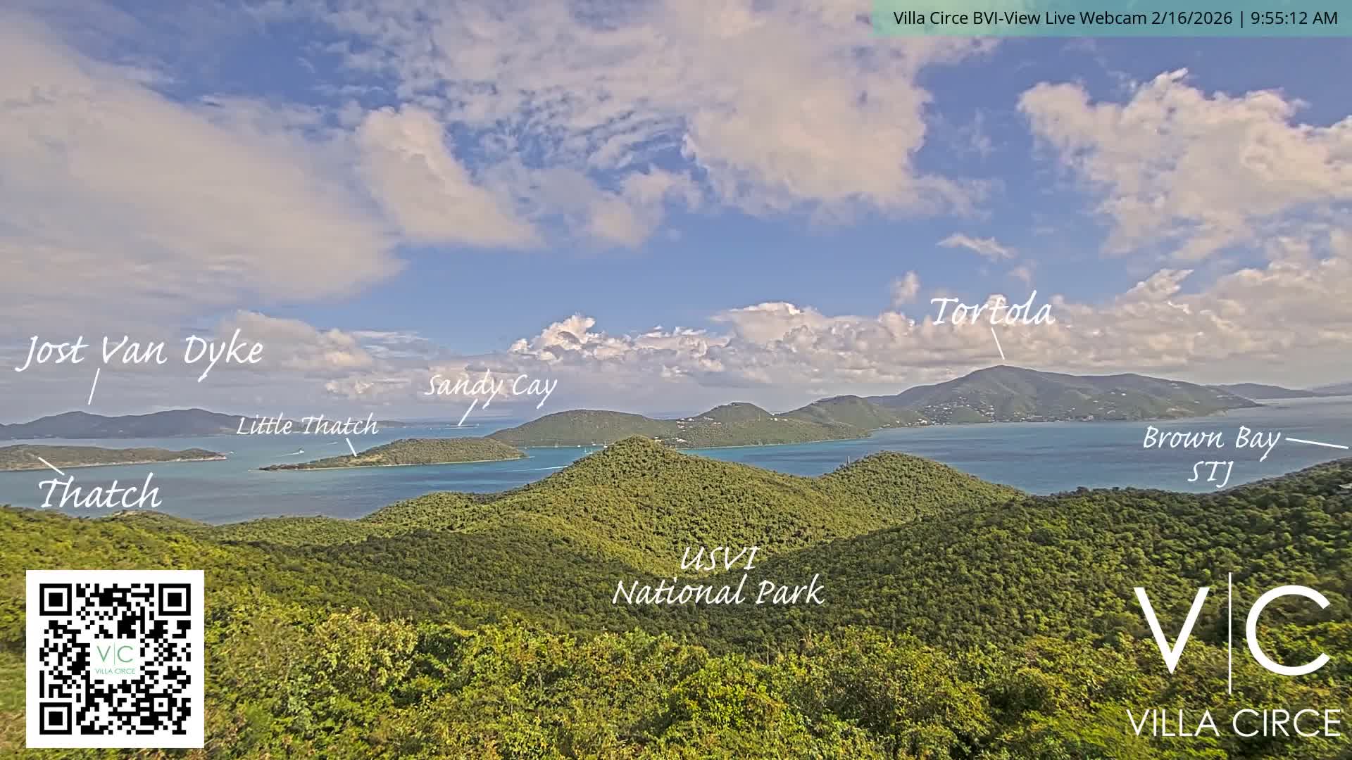 British Virgin Islands & U.S Virgin Islands National Park View from Coral Bay Hills Live Cam - Coral Bay, St. John,United States Virgin Islands, USA