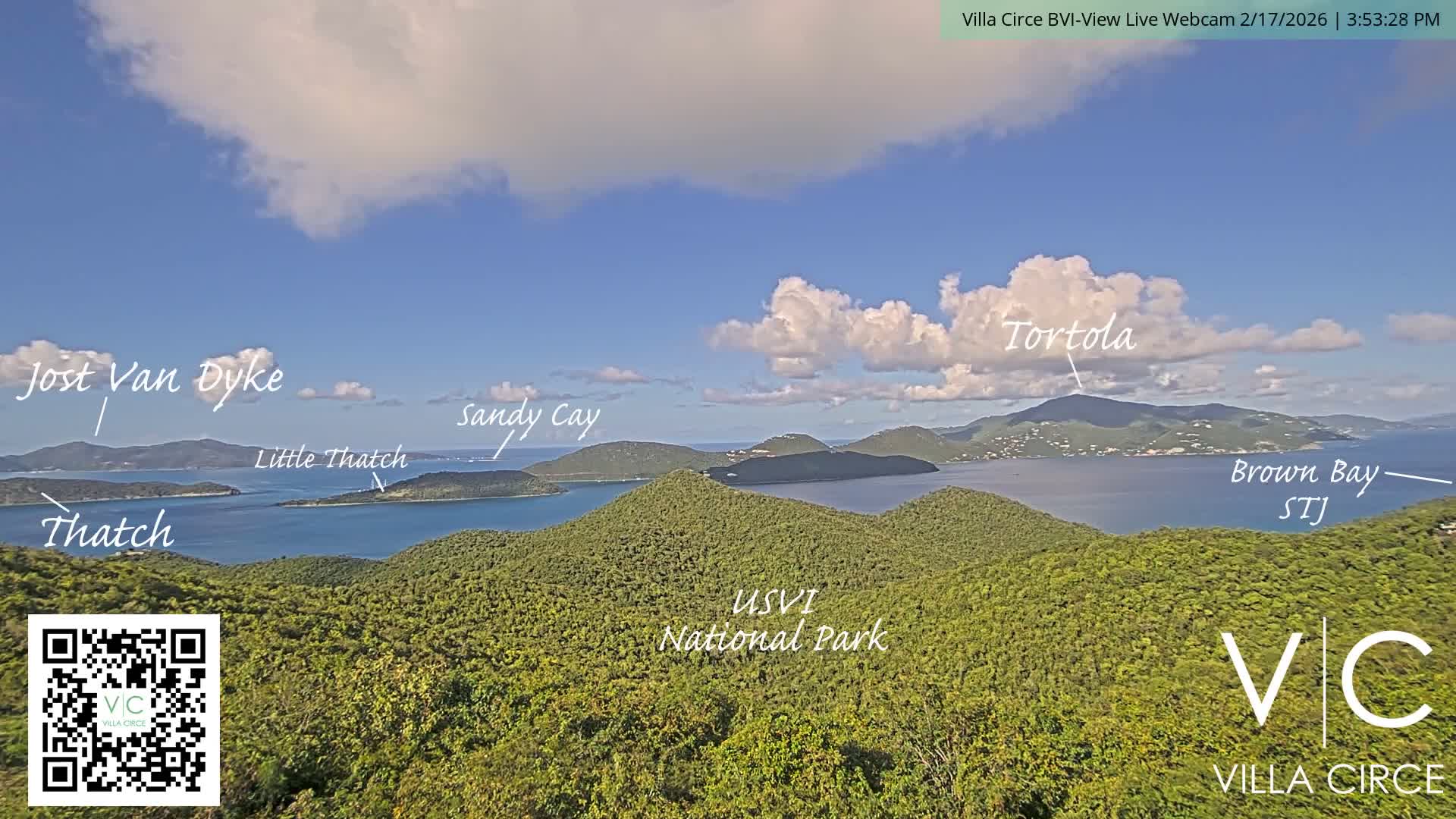 British Virgin Islands & U.S Virgin Islands National Park View from Coral Bay Hills Live Cam - Coral Bay, St. John,United States Virgin Islands, USA