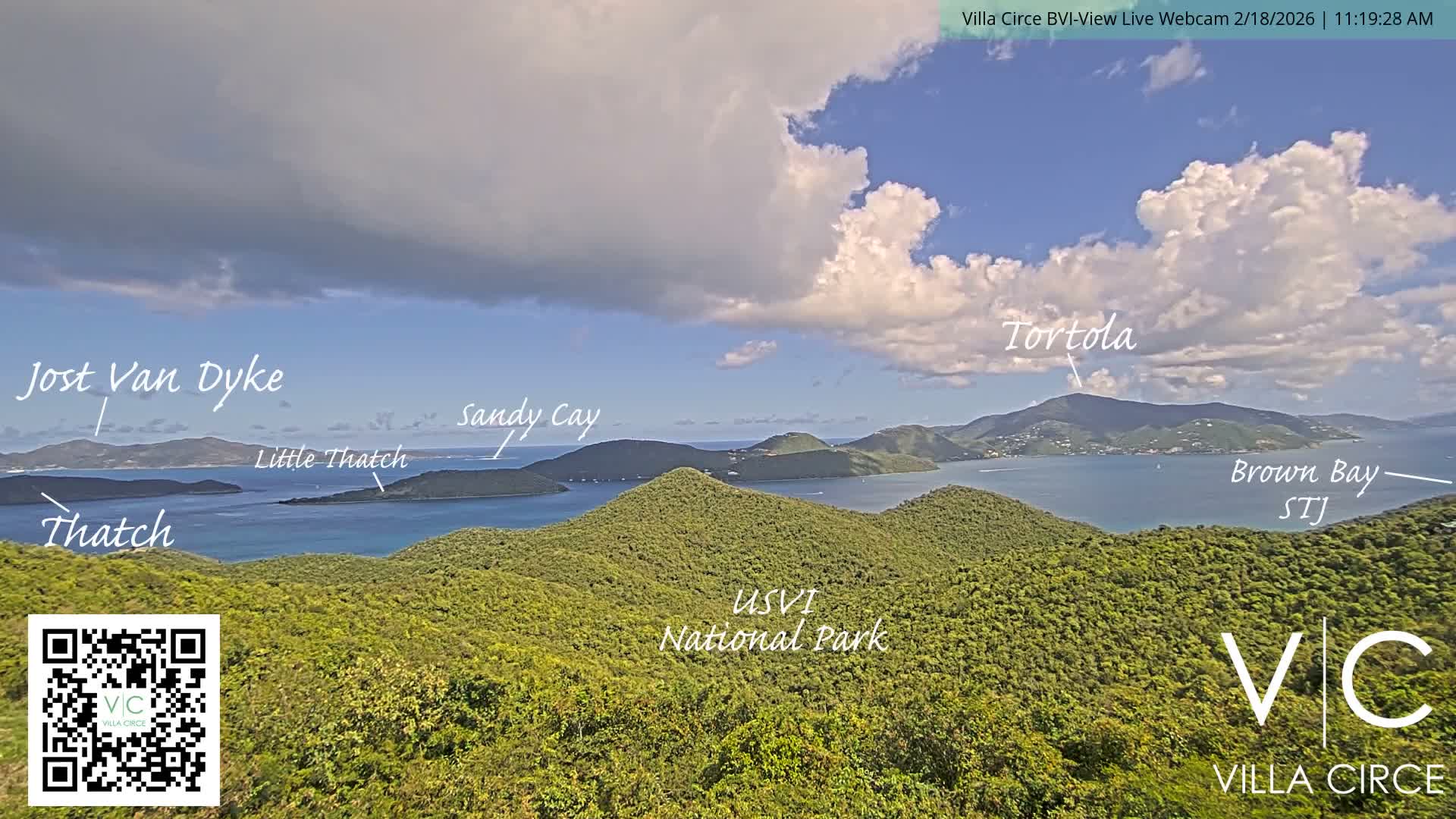 British Virgin Islands & U.S Virgin Islands National Park View from Coral Bay Hills Live Cam - Coral Bay, St. John,United States Virgin Islands, USA