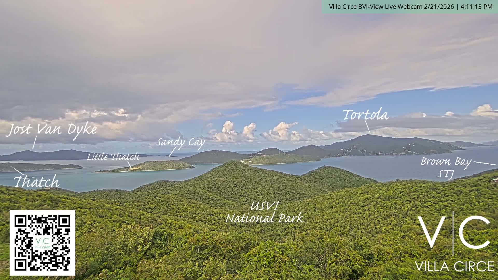 British Virgin Islands & U.S Virgin Islands National Park View from Coral Bay Hills Live Cam - Coral Bay, St. John,United States Virgin Islands, USA