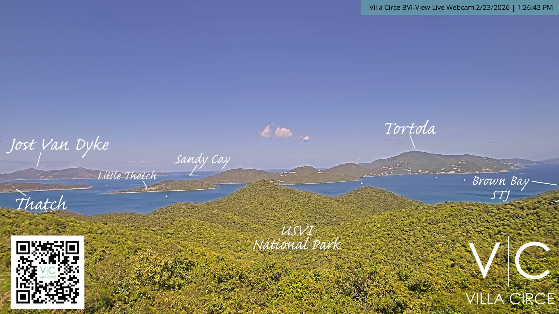 British Virgin Islands & U.S Virgin Islands National Park View from Coral Bay Hills Live Cam - Coral Bay, St. John,United States Virgin Islands, USA