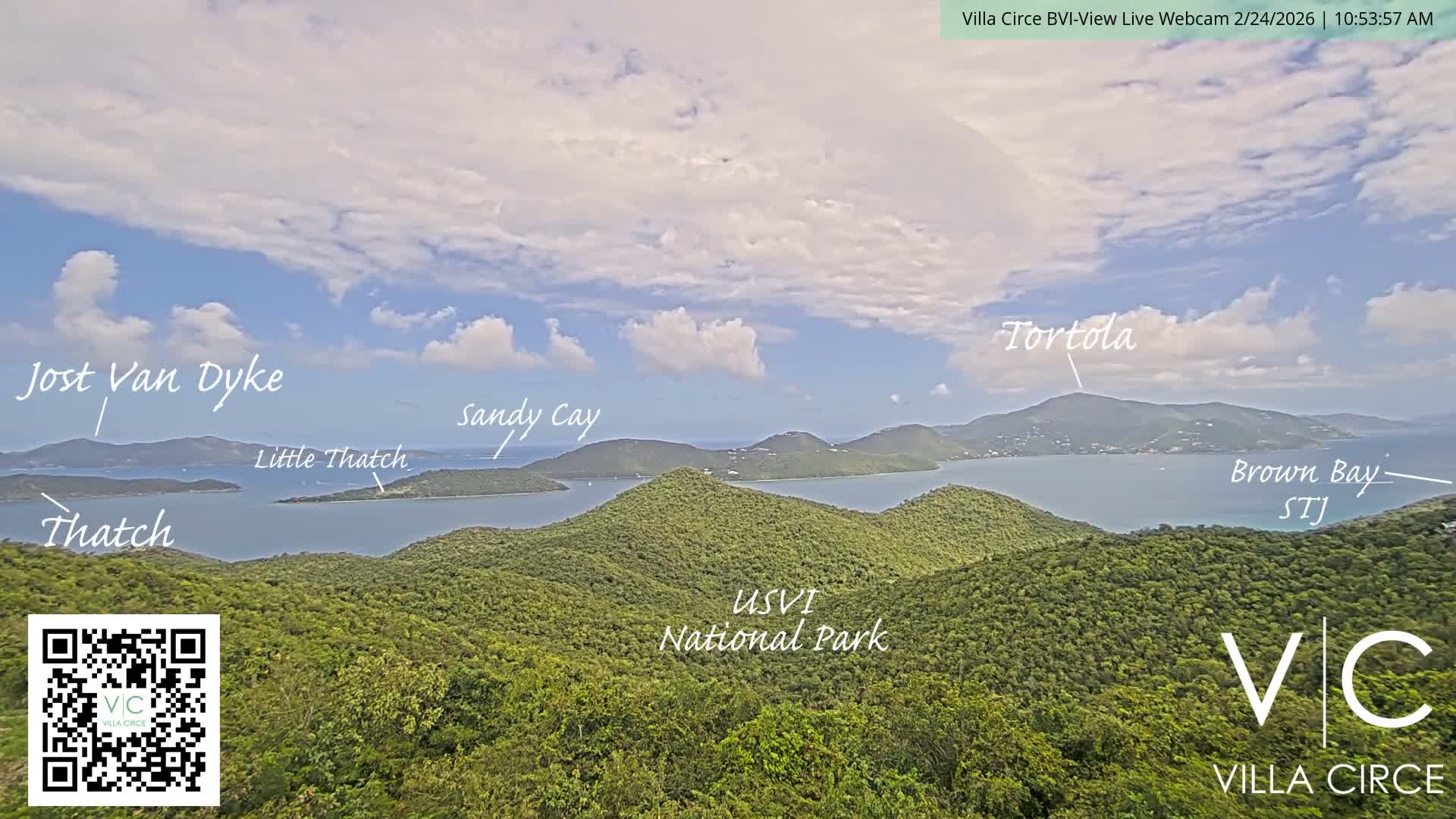 British Virgin Islands & U.S Virgin Islands National Park View from Coral Bay Hills Live Cam - Coral Bay, St. John,United States Virgin Islands, USA