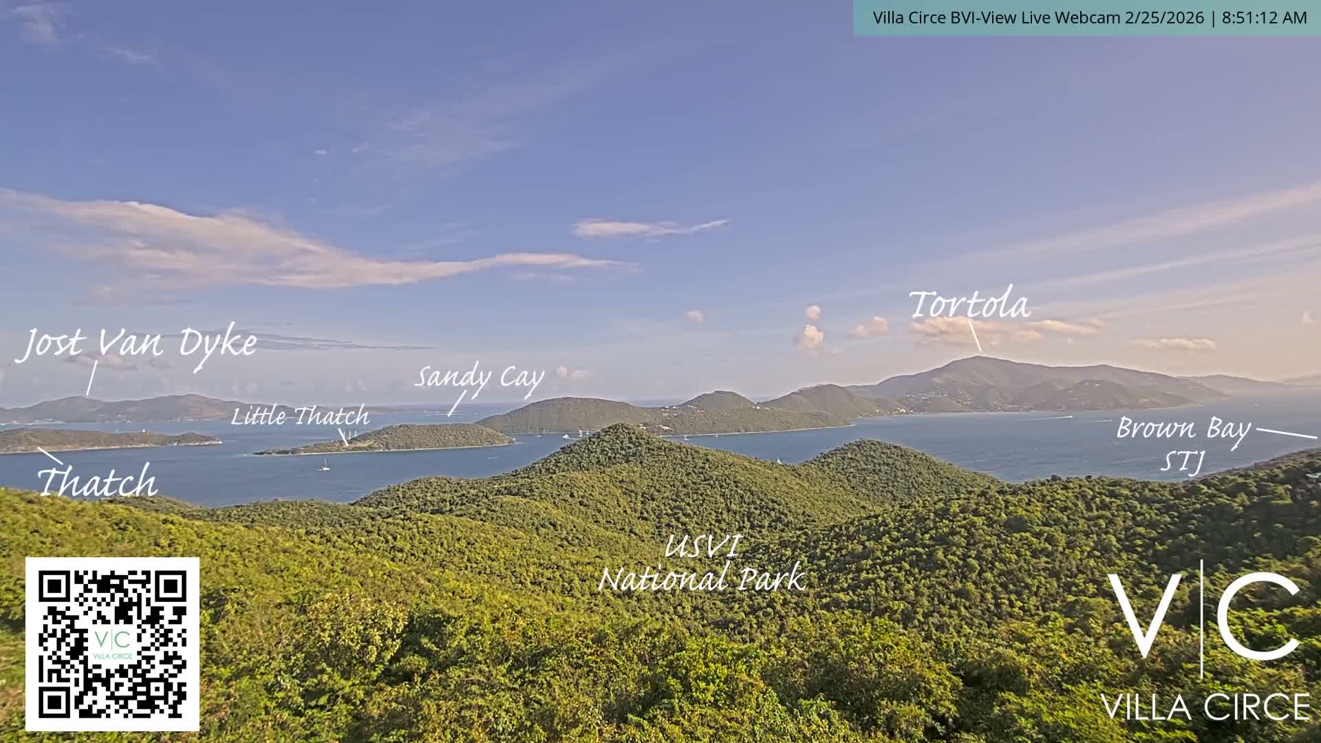 British Virgin Islands & U.S Virgin Islands National Park View from Coral Bay Hills Live Cam - Coral Bay, St. John,United States Virgin Islands, USA