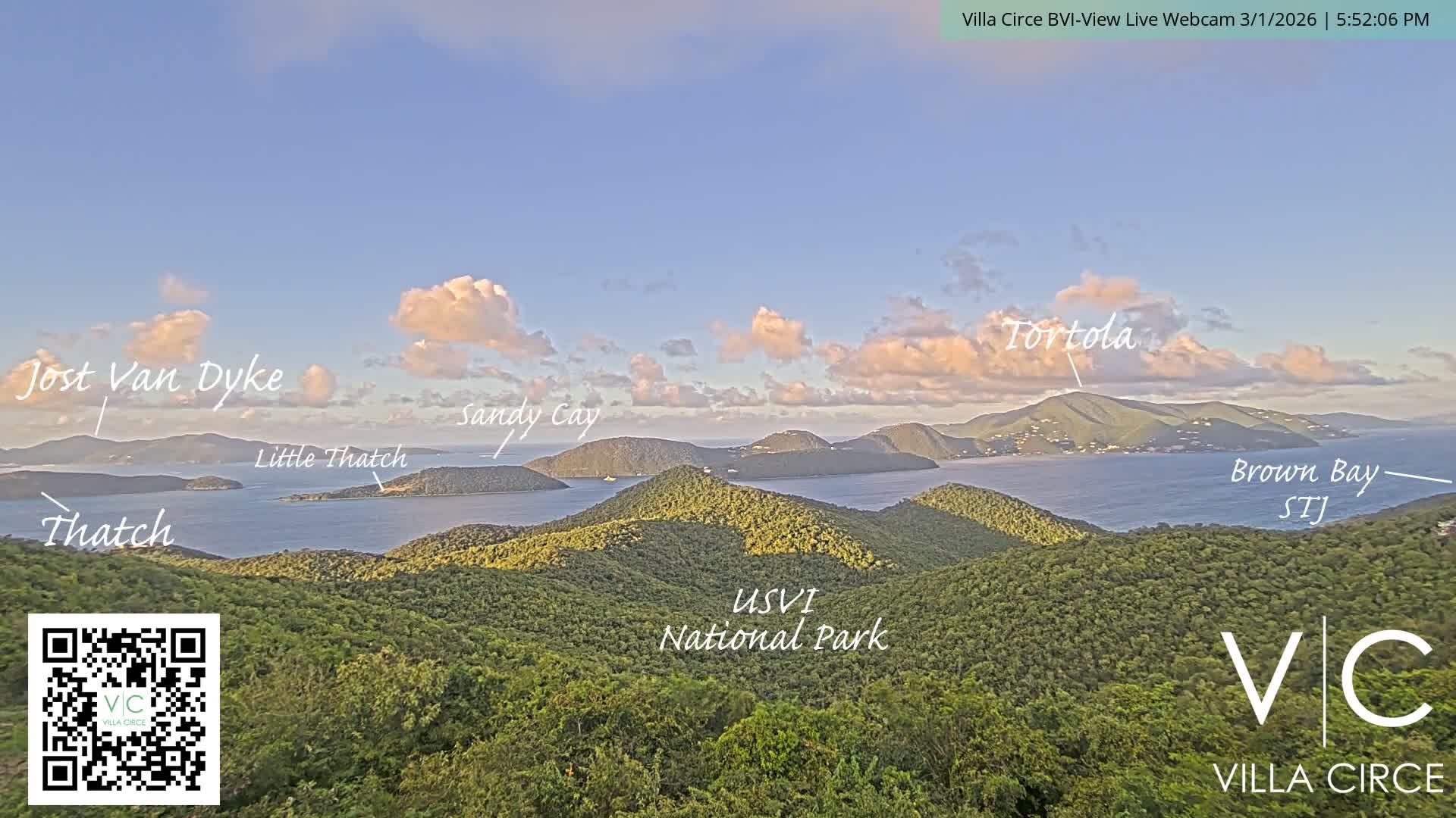British Virgin Islands & U.S Virgin Islands National Park View from Coral Bay Hills Live Cam - Coral Bay, St. John,United States Virgin Islands, USA